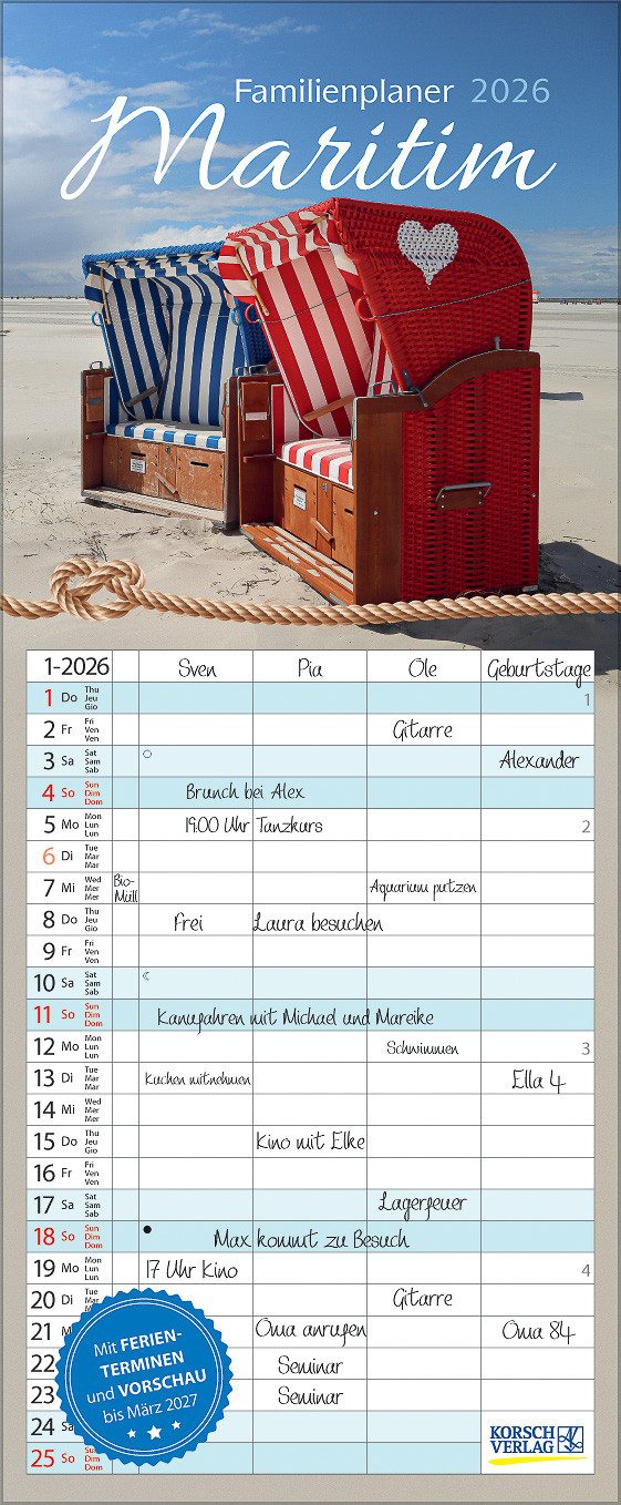 Korsch Verlag Familienkalender Korsch Kalender Familienplaner