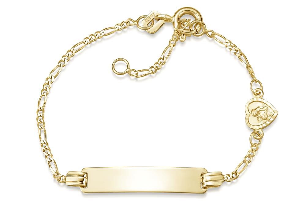 Silberkettenstore Goldarmband Kinder-Gravurarmband Engel II Figaro