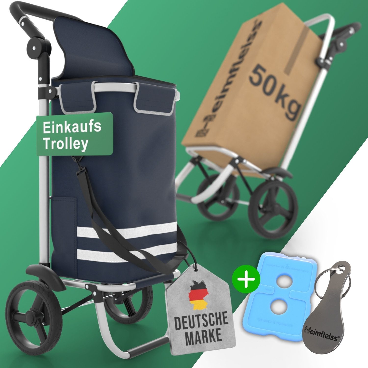 Heimfleiss® Einkaufstrolley Klappbarer Einkaufstrolley mit Kühlfach