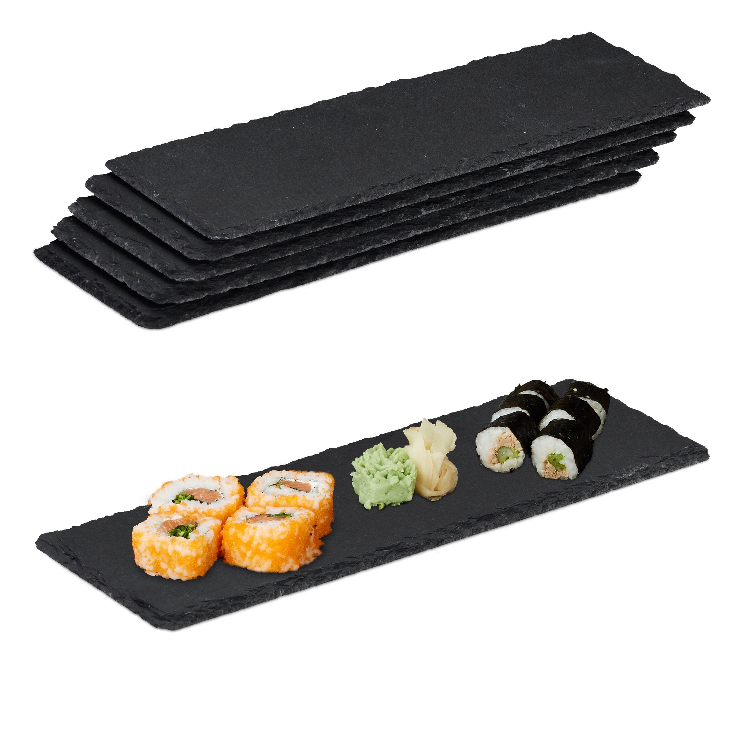 relaxdays Servierplatte Schieferplatte 30x10 cm 6er