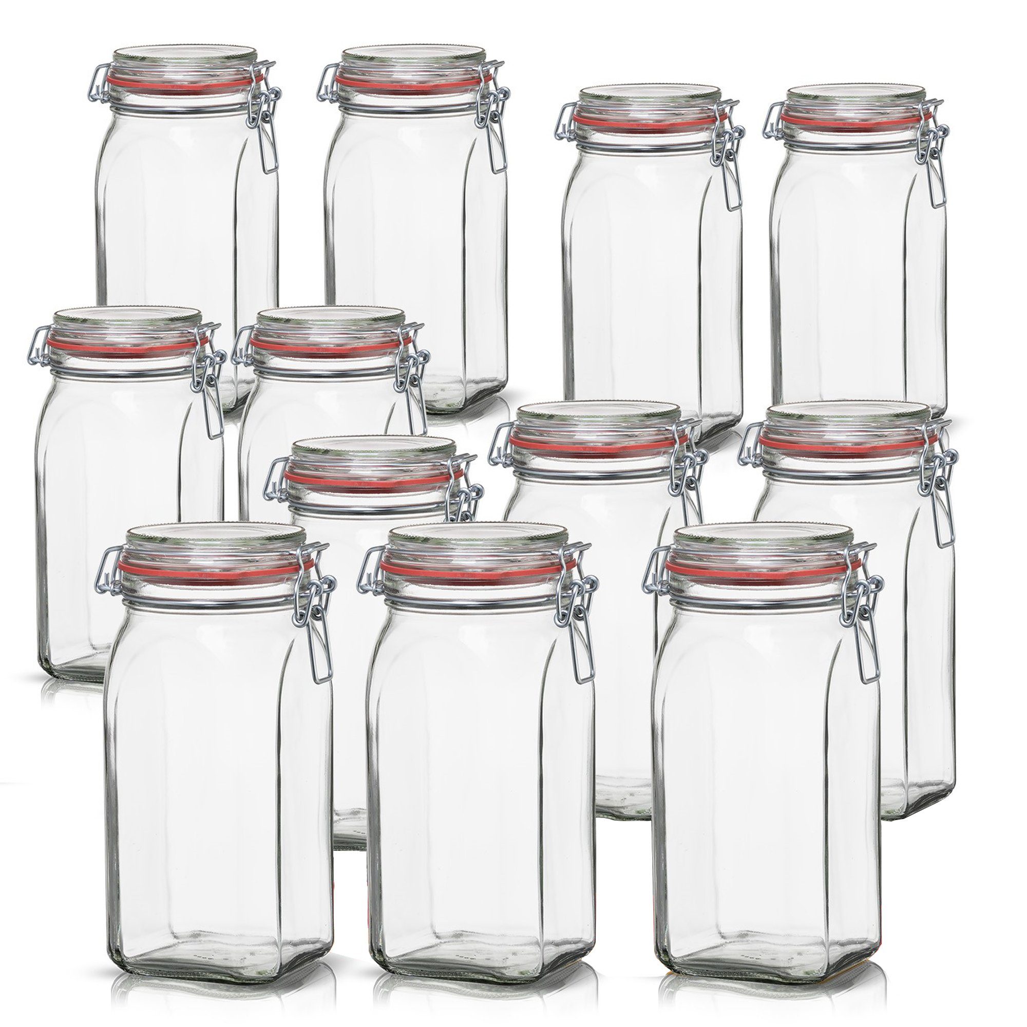 BigDean Einmachglas 12x Vorratsgläser 1,5L Deckel