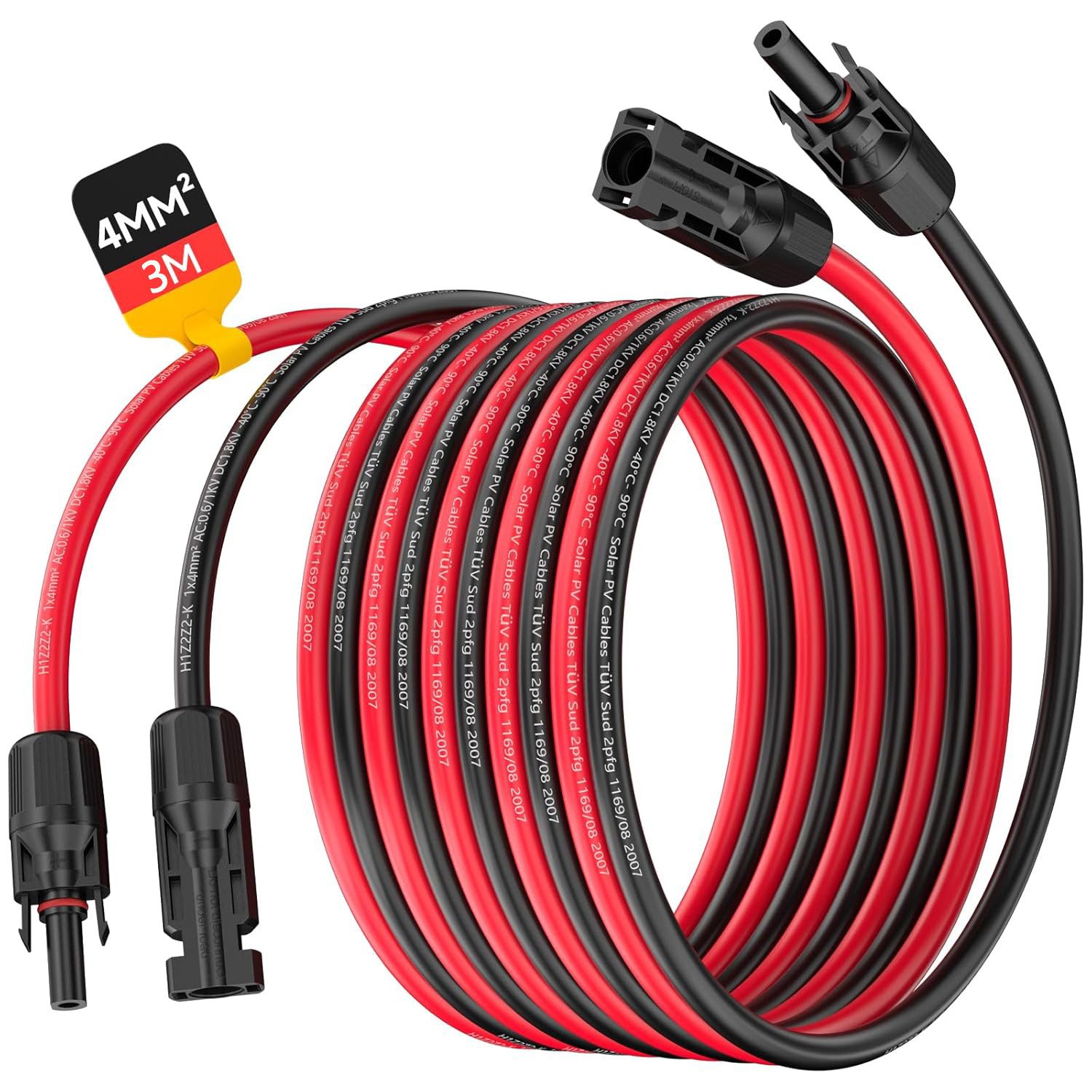 Rhein Beleuchtung Solaranlage 4 mm²/12AWG Solarkabel-Verlängerungskabel