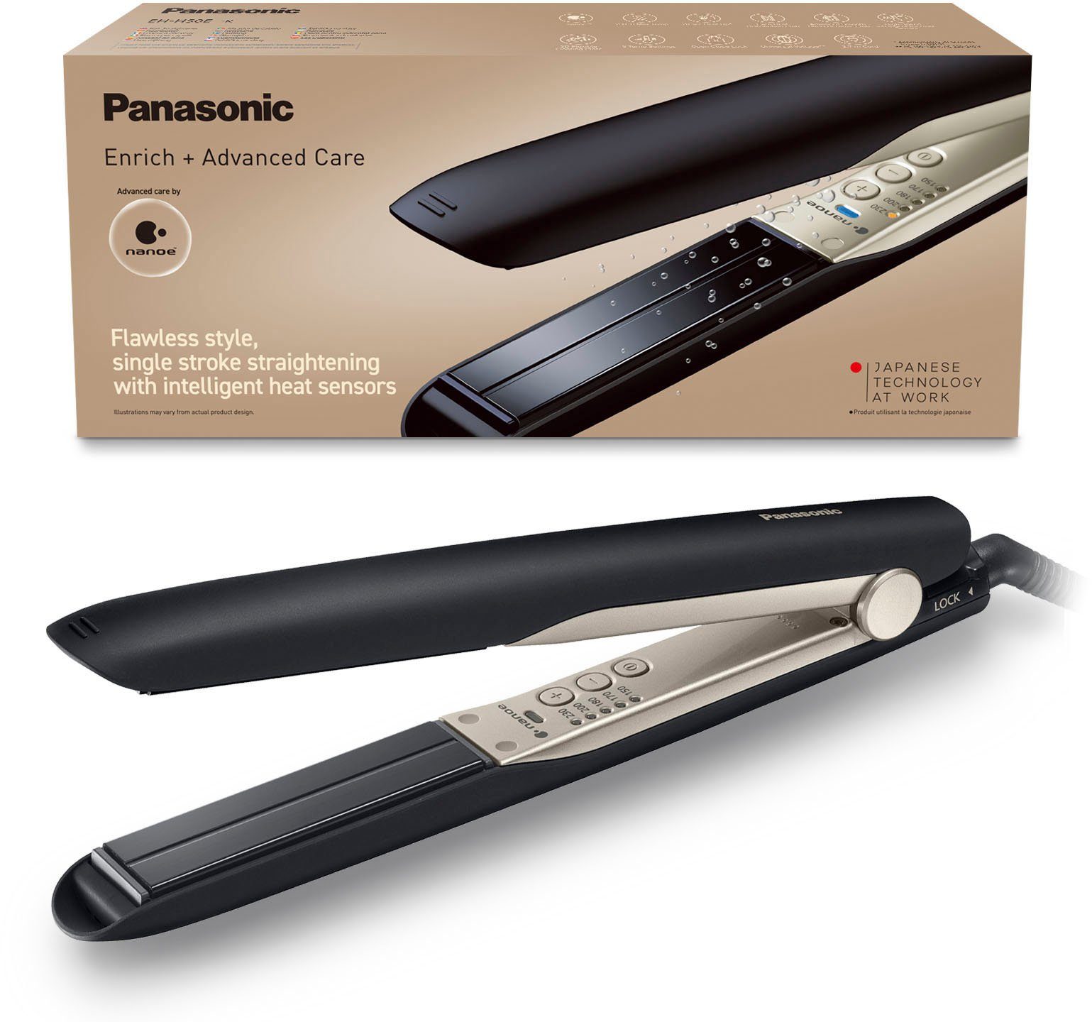 Panasonic Glätteisen EH-HS0E Keramik-Beschichtung, mit nanoe™-Technologie