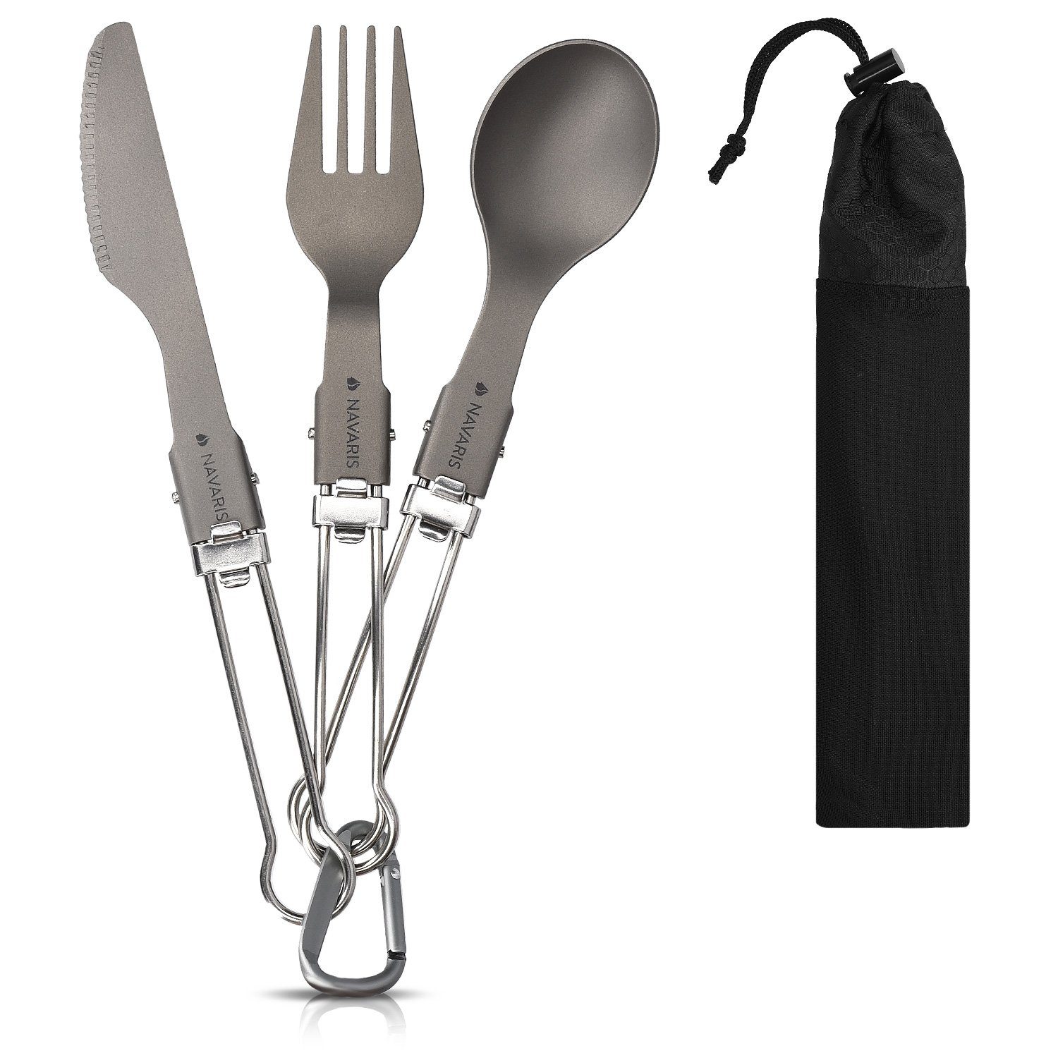 Navaris Besteck-Set Titan Camping Besteck 3tlg.