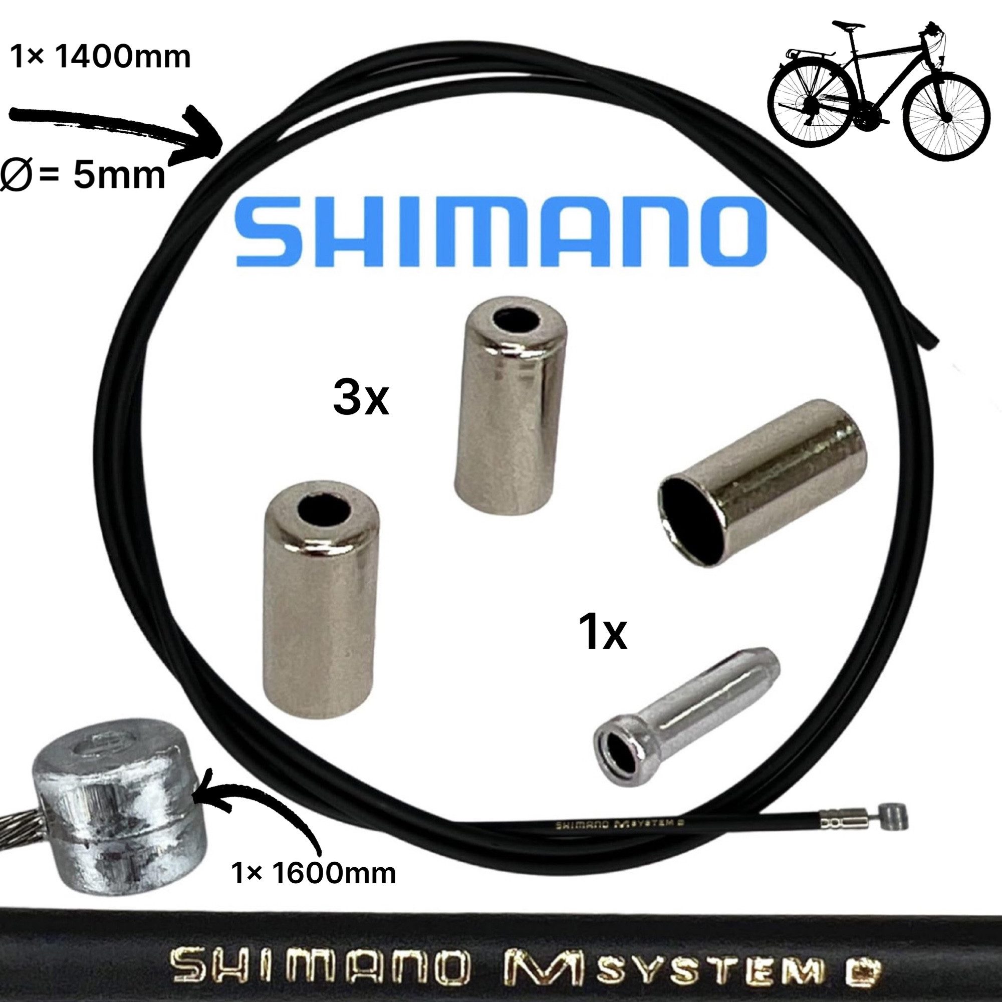 Shimano Felgenbremse Shimano Fahrrad Bremszug-Set Zug