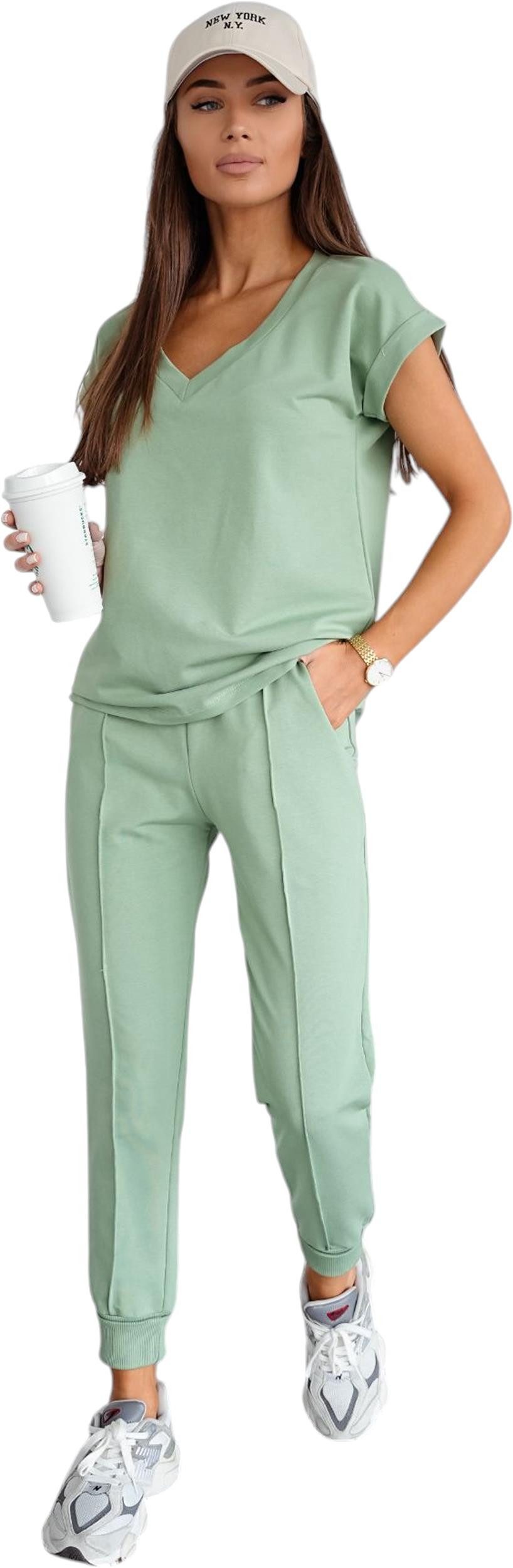 EloModa Jogginganzug Damen Jogginganzug Freizeitanzug Baumwoll-Trainingsanzug