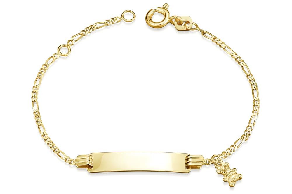 Silberkettenstore Goldarmband Kinder-Gravurarmband Figaro 1,5mm mit