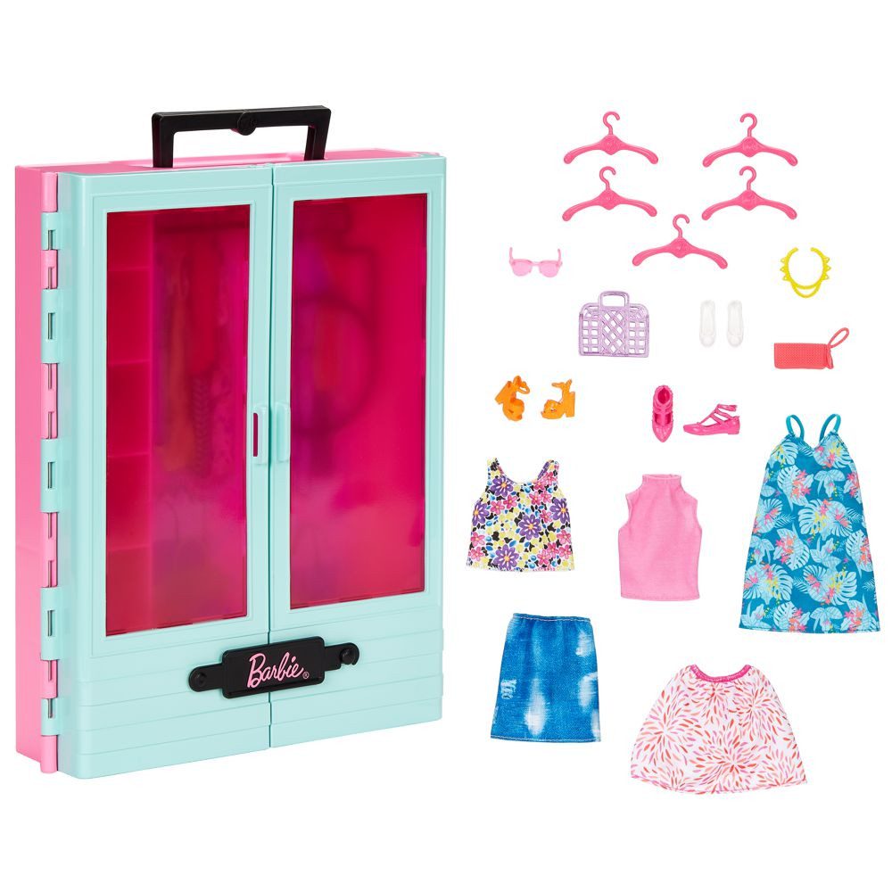 Barbie Puppenhausmöbel Barbie Kleiderschrank mit Kleidung