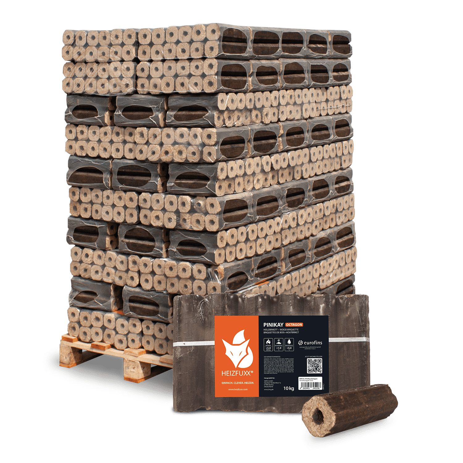 HEIZFUXX Holzbriketts PiniKay Octagon, 960 kg,