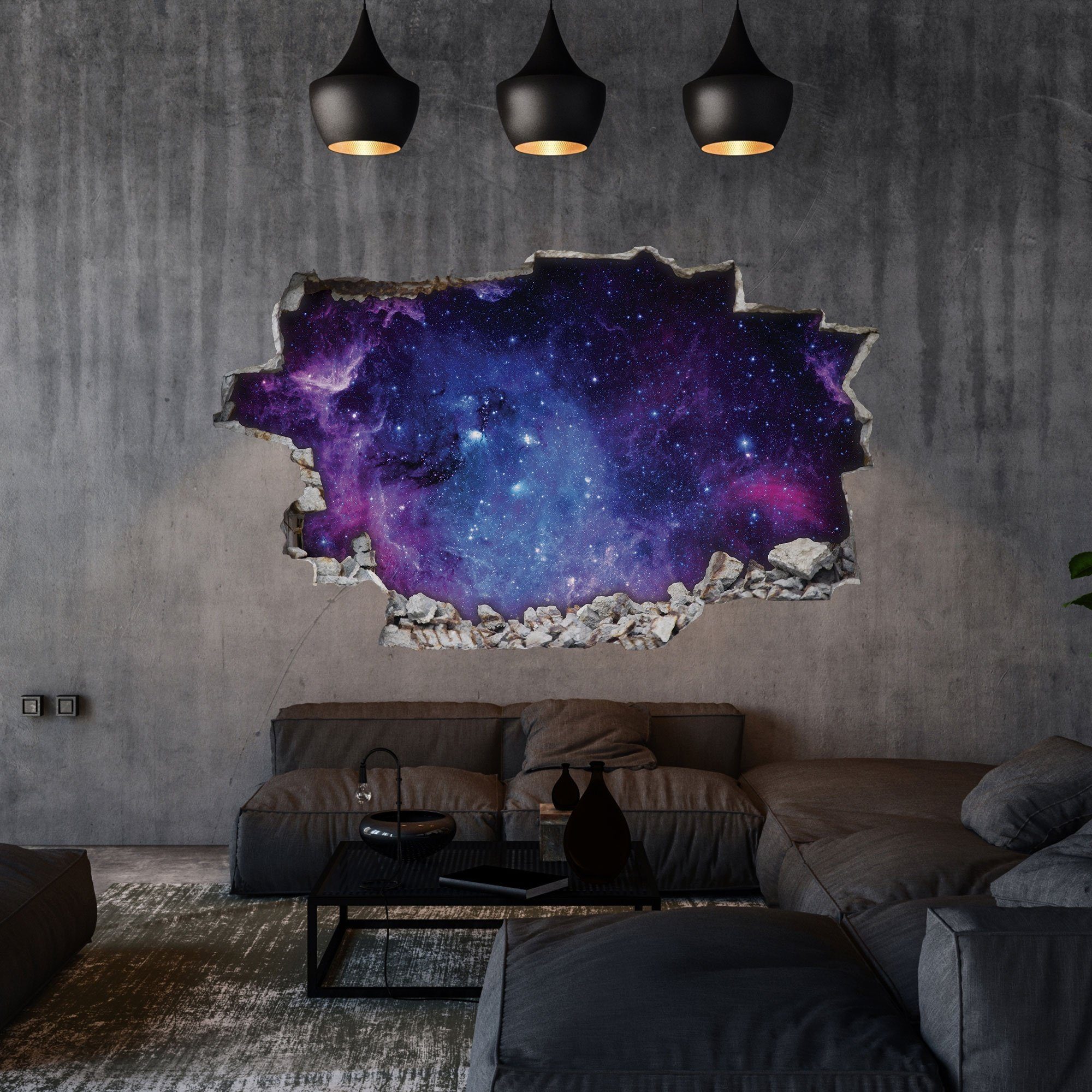 GRAVURZEILE Wandtattoo im Weltraum & Astronaut