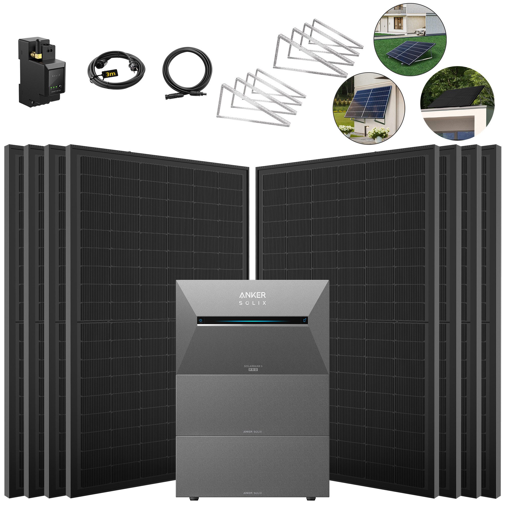 SolarMars Solaranlage 4000W Balkonkraftwerk mit Speicher