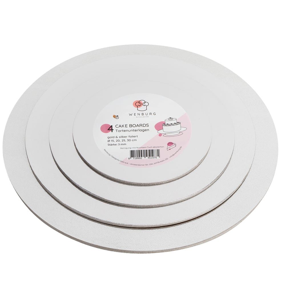 Wenburg Tortenplatte 4er-Set Tortenplatten, Pappe, Cake-Board
