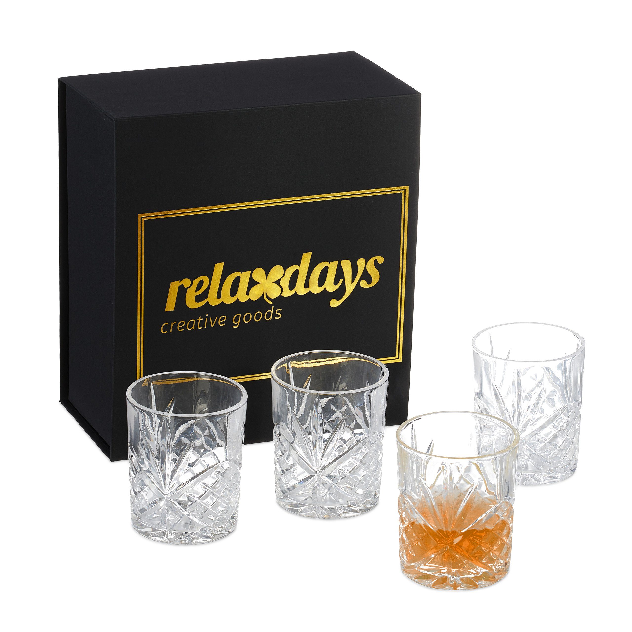 relaxdays Gläser-Set 4er Set Whisky Gläser,