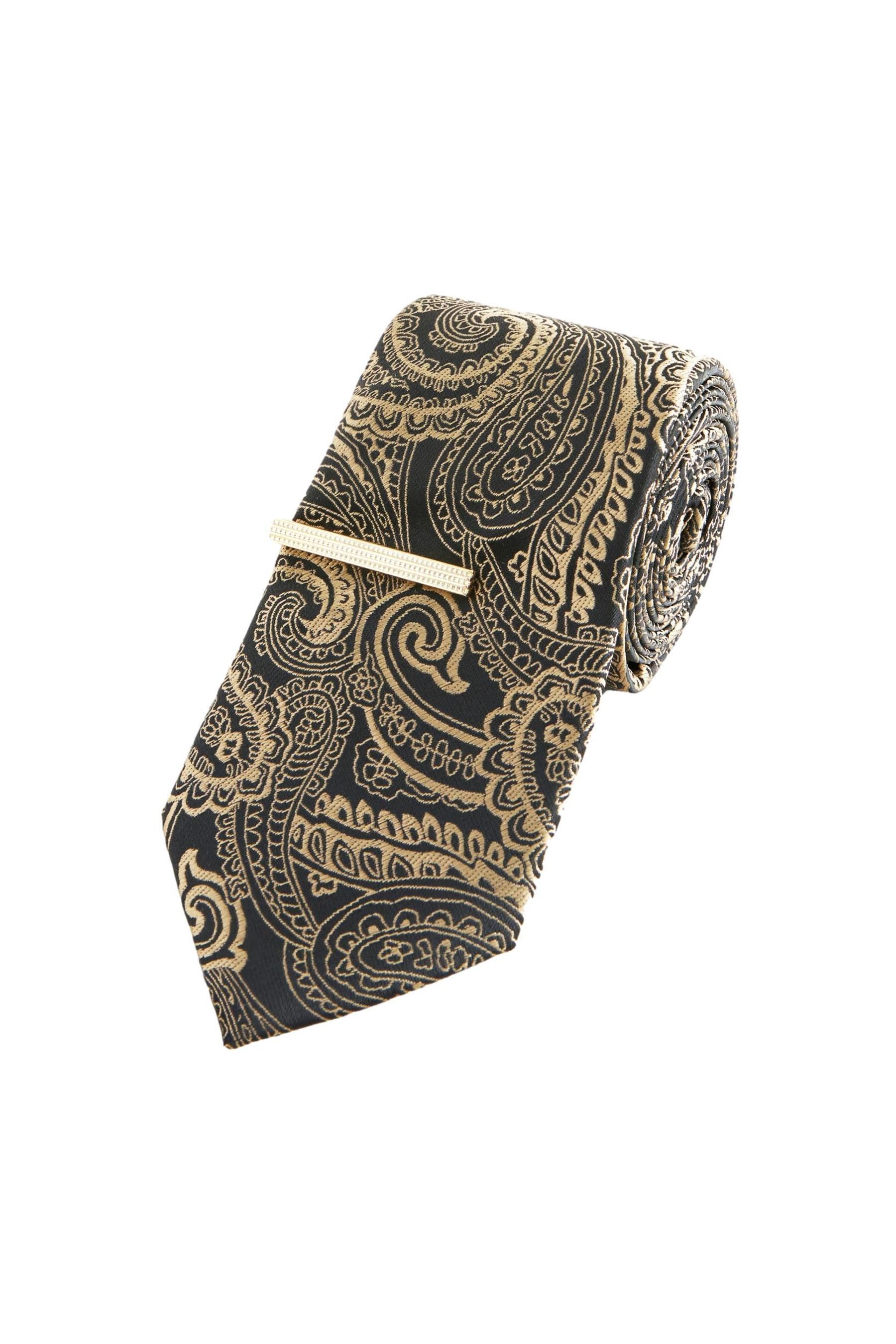 Next Krawatte Schmale Designer-Krawatte und Krawattenclip