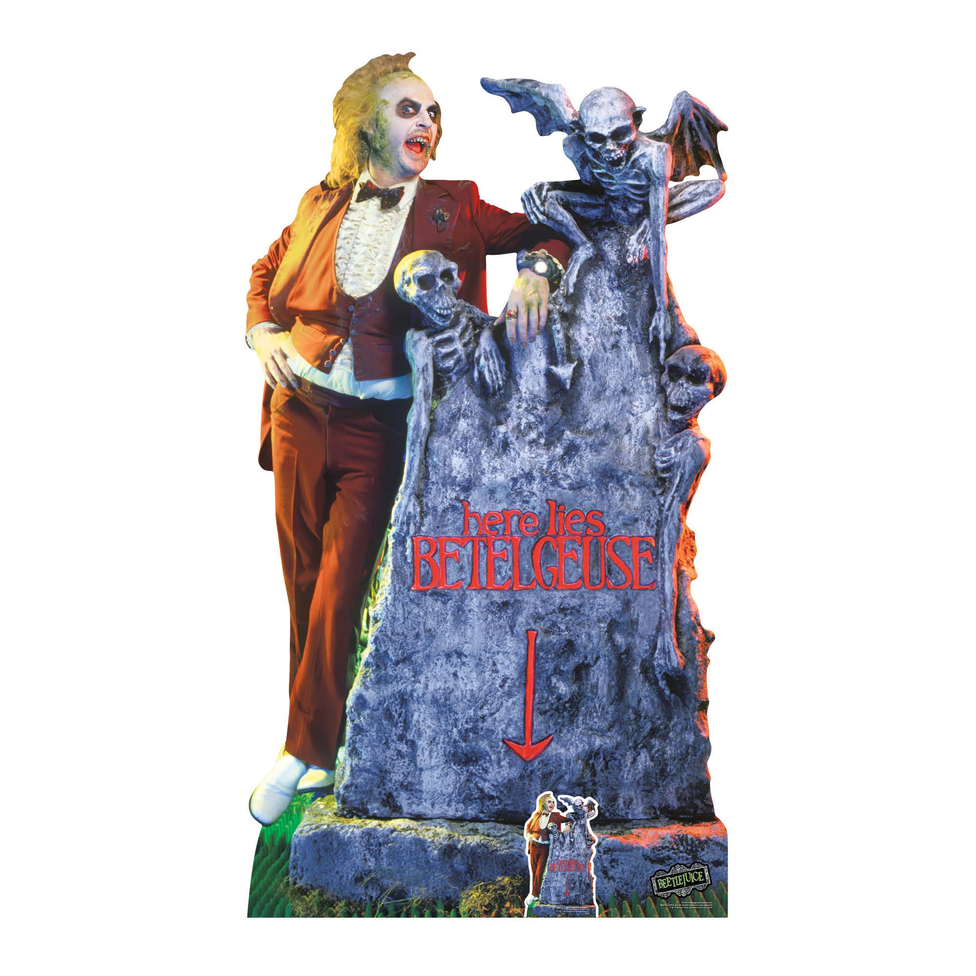Dekofigur Beetlejuice Michael Keaton Grabstein Pappaufsteller