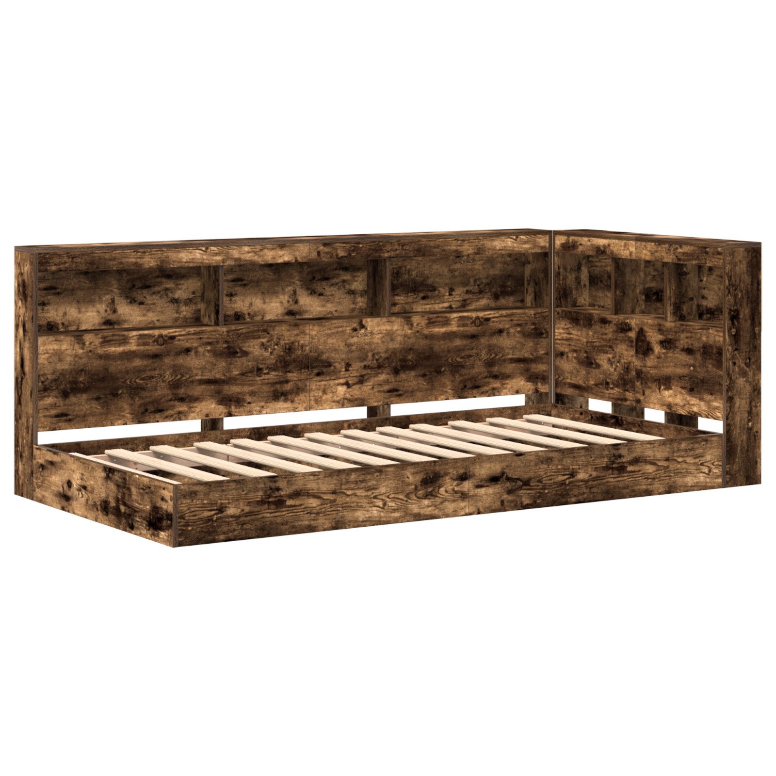 vidaXL Bett Bücherregal-Bett Rauch Eiche 90x200