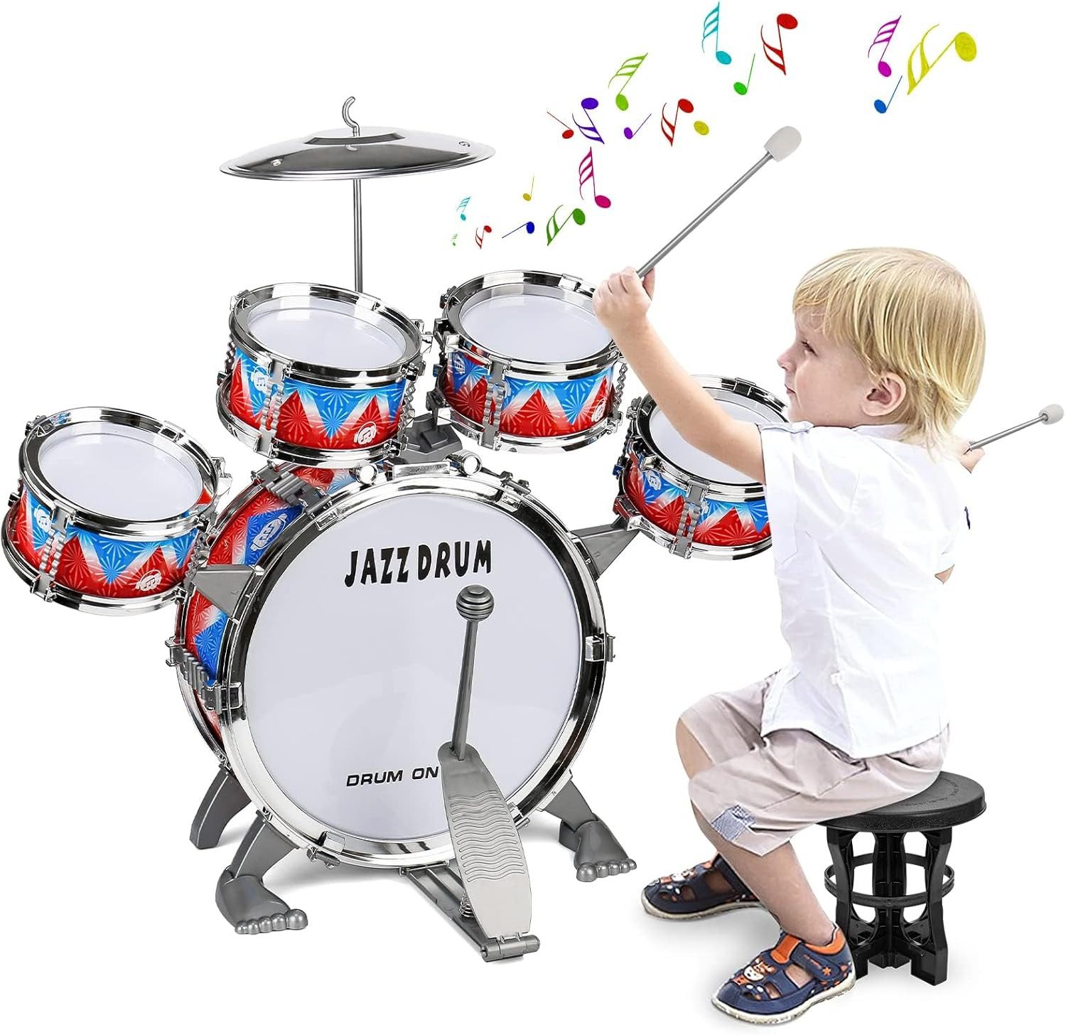 LA CUTE Kinderschlagzeug Kinderschlagzeug 5-teilig, Musikspielzeug