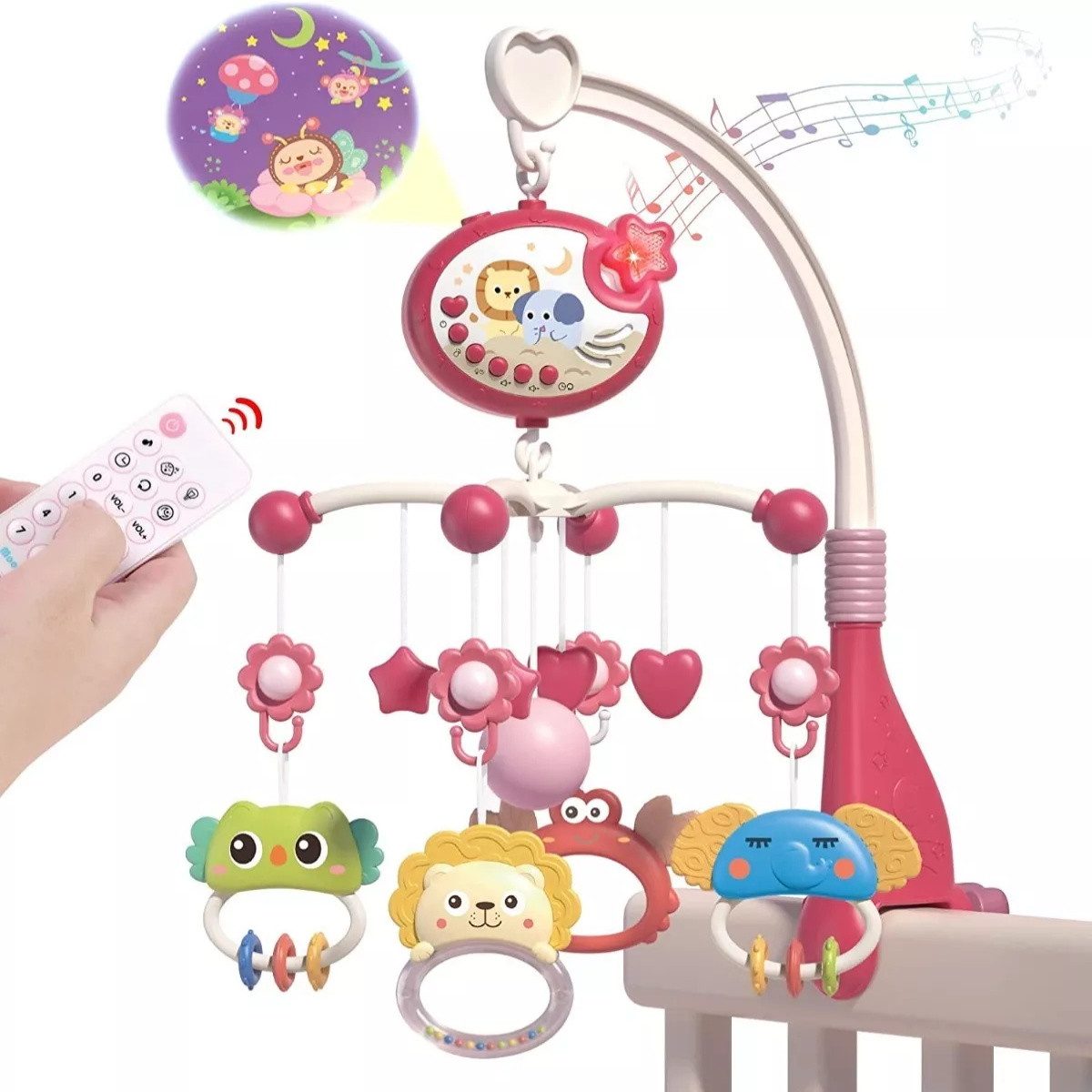 ZEUOPQ Spielzeug-Musikinstrument Babyrassel Babybett Projektion Musikalische
