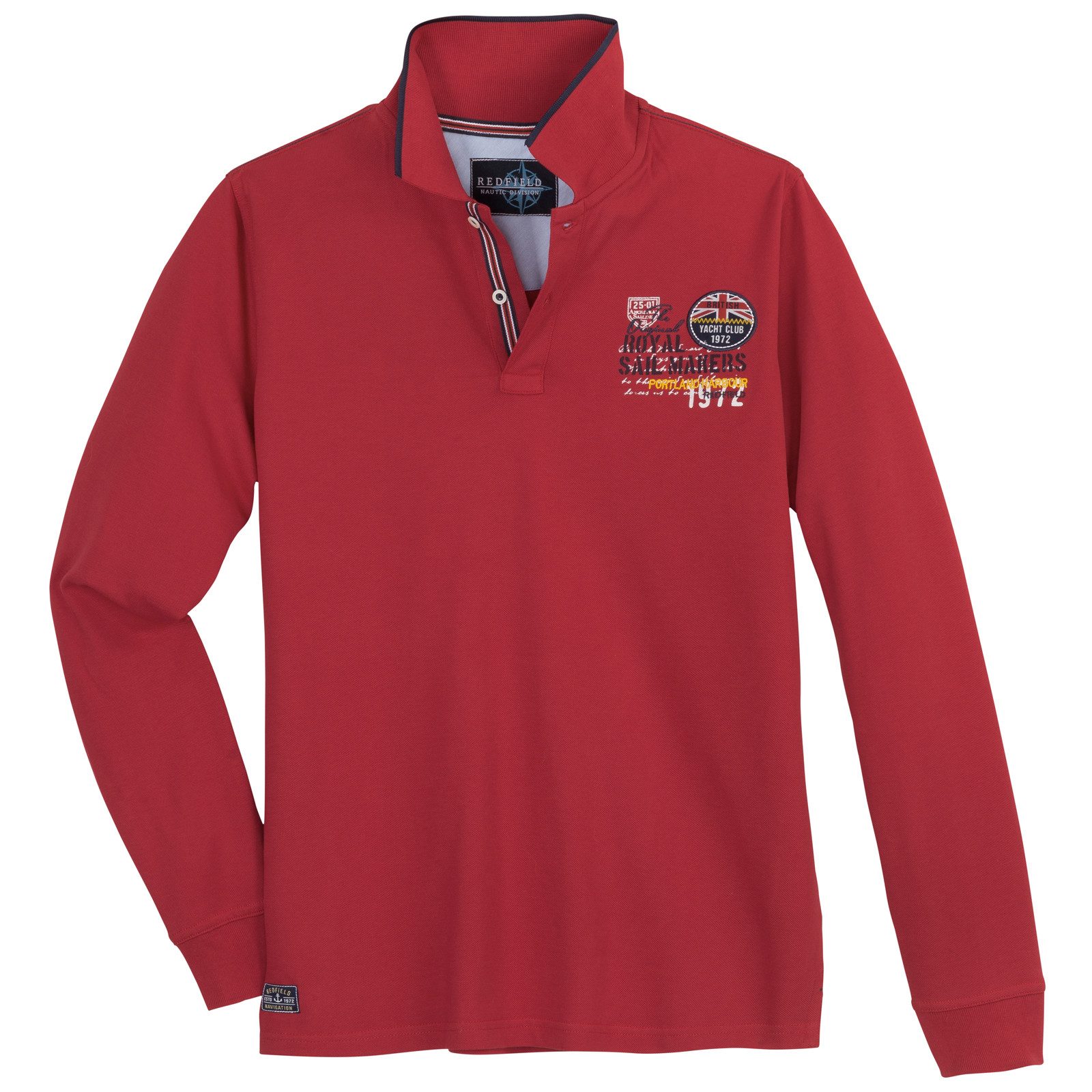 redfield Langarm-Poloshirt Redfield Übergrößen Langarm-Poloshirt rot