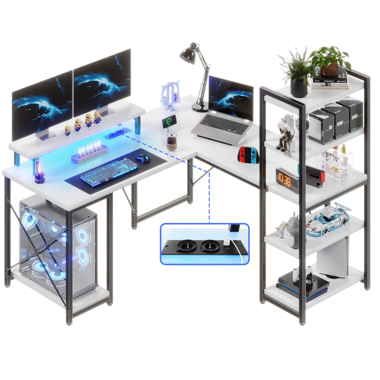 HOMALL Eckschreibtisch Gamingtisch,140cm L-förmiger Computertisch mit