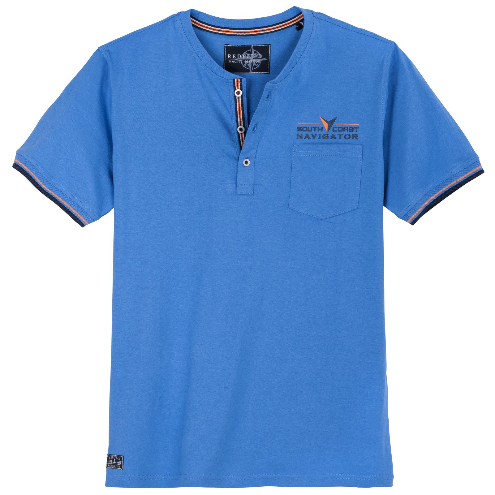 redfield Rundhalsshirt Redfield Übergrößen Henley-T-Shirt blau