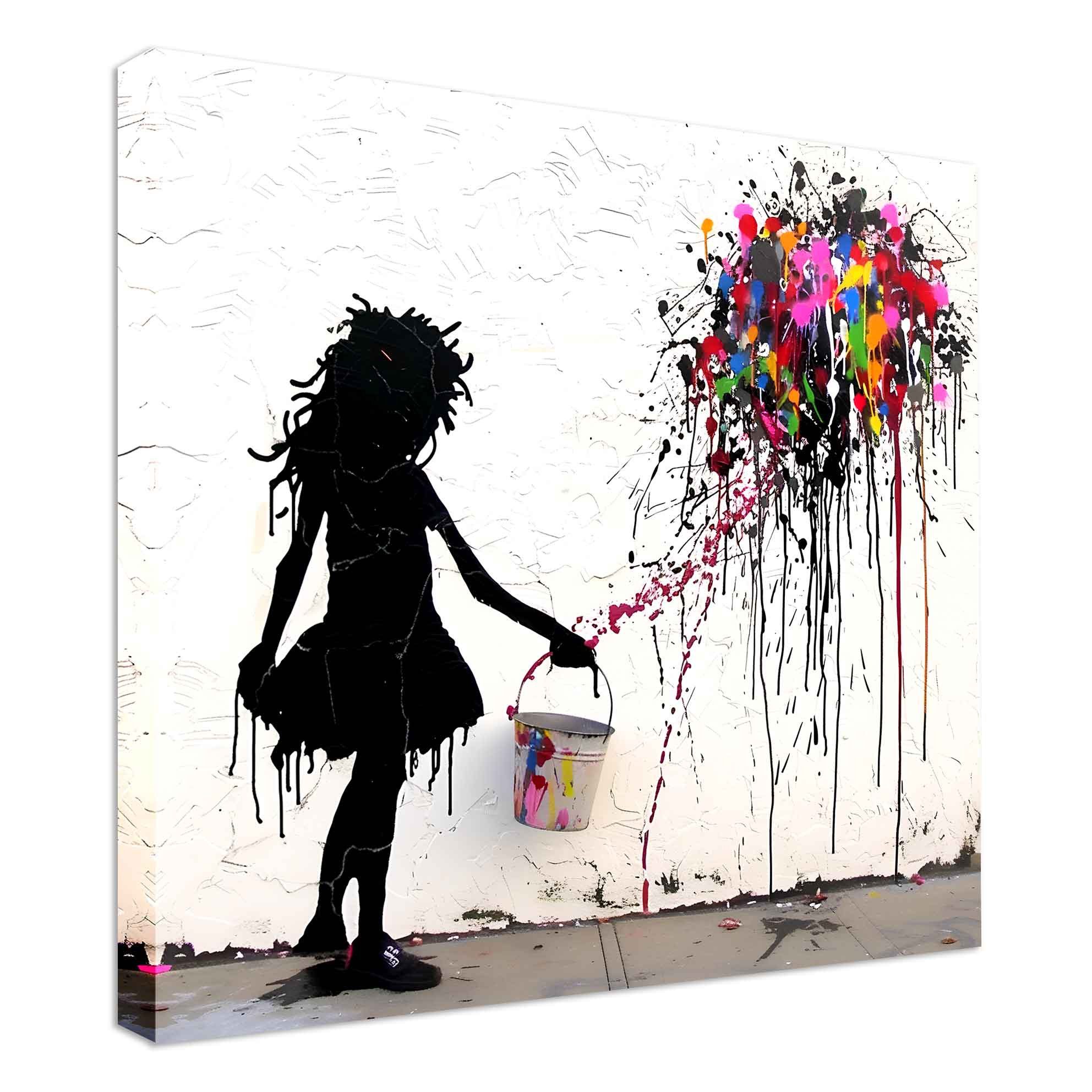 Leinwando Gemälde Leinwandbild Banksy Color Crash