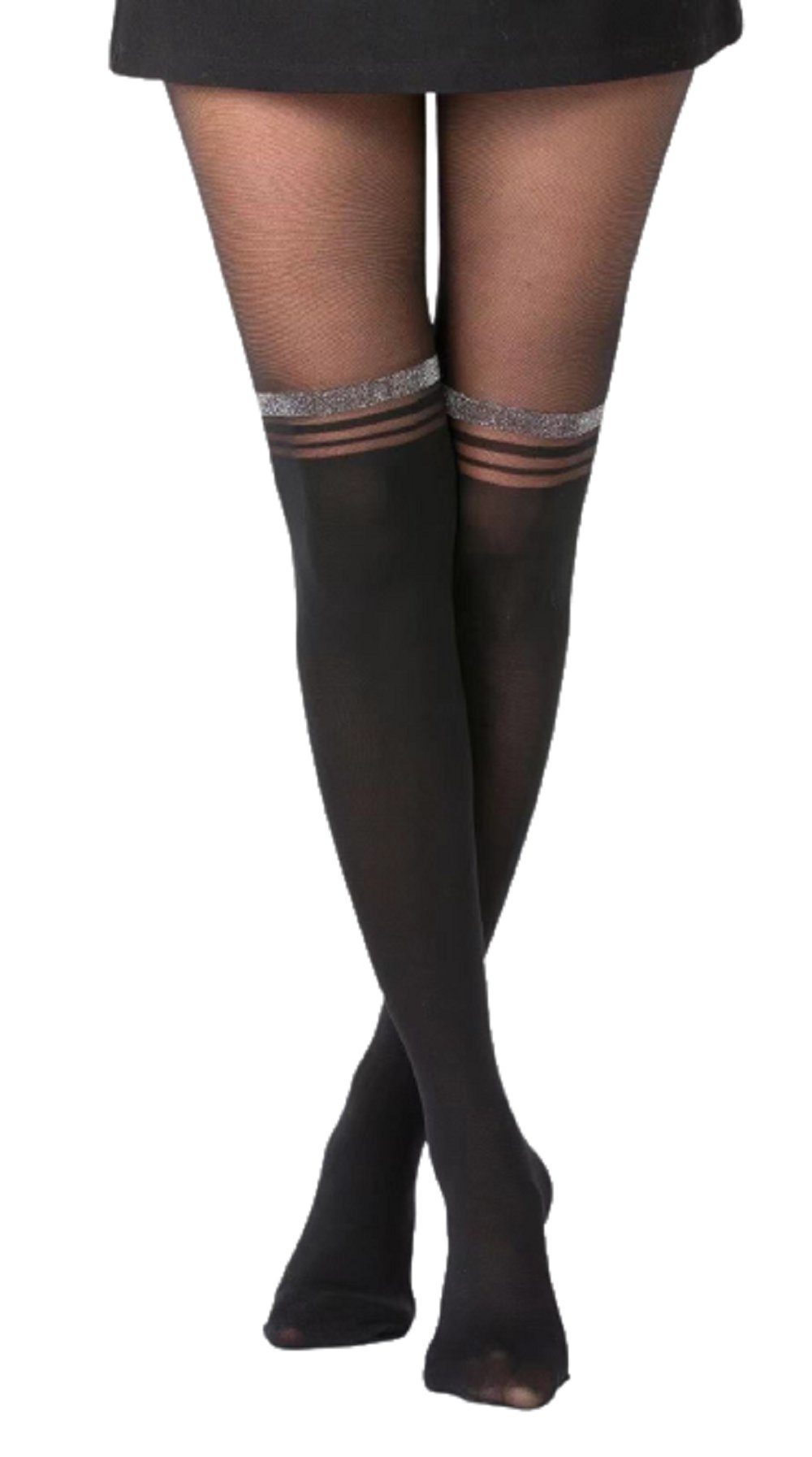 cofi1453 Overknee-Strumpfhose Strumpfhose mit Overknees Effekt