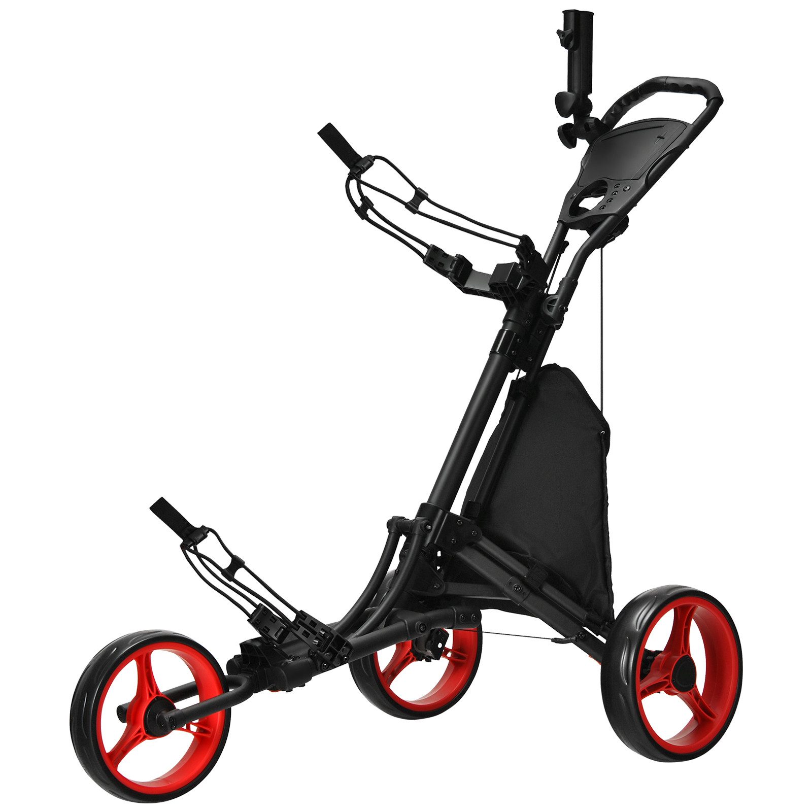 COSTWAY Golftrolley 3-Rad, mit verstellbarem Griff,