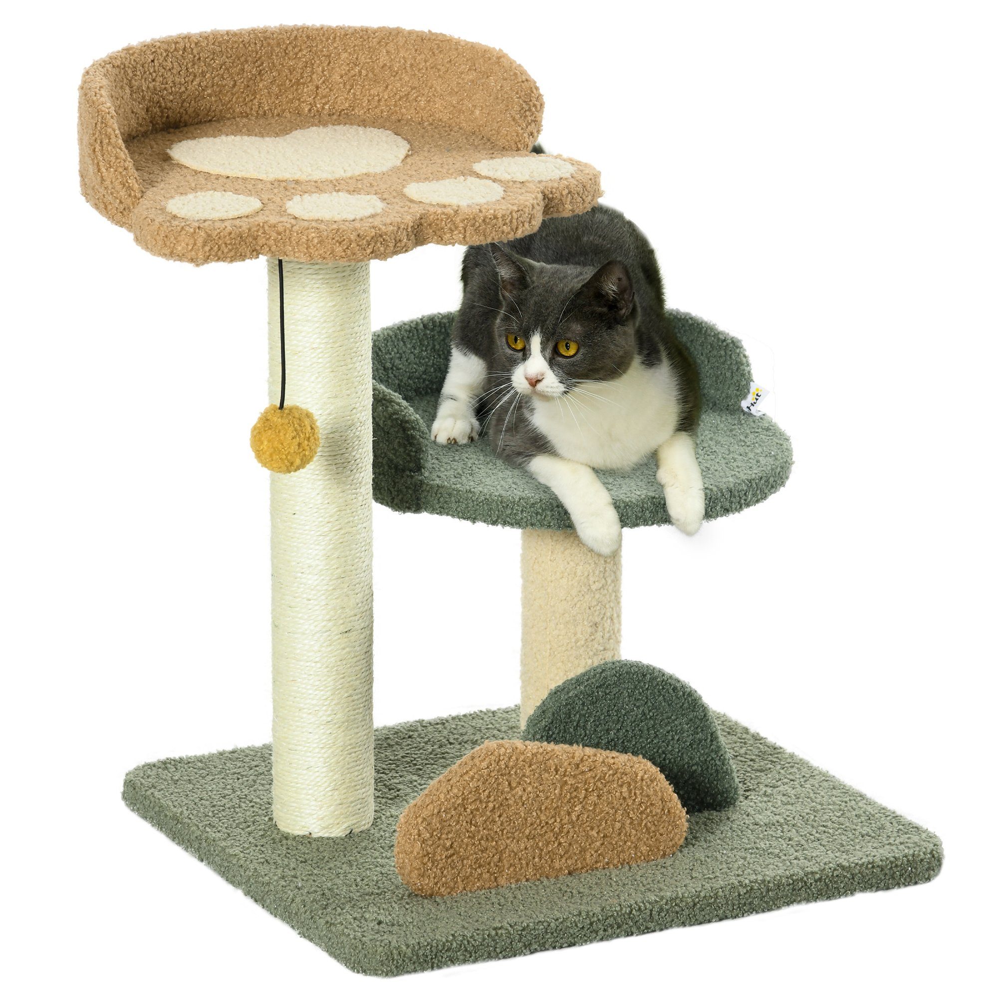 PawHut Kratzbaum Katzenkratzbaum mit 2 Ebenen,