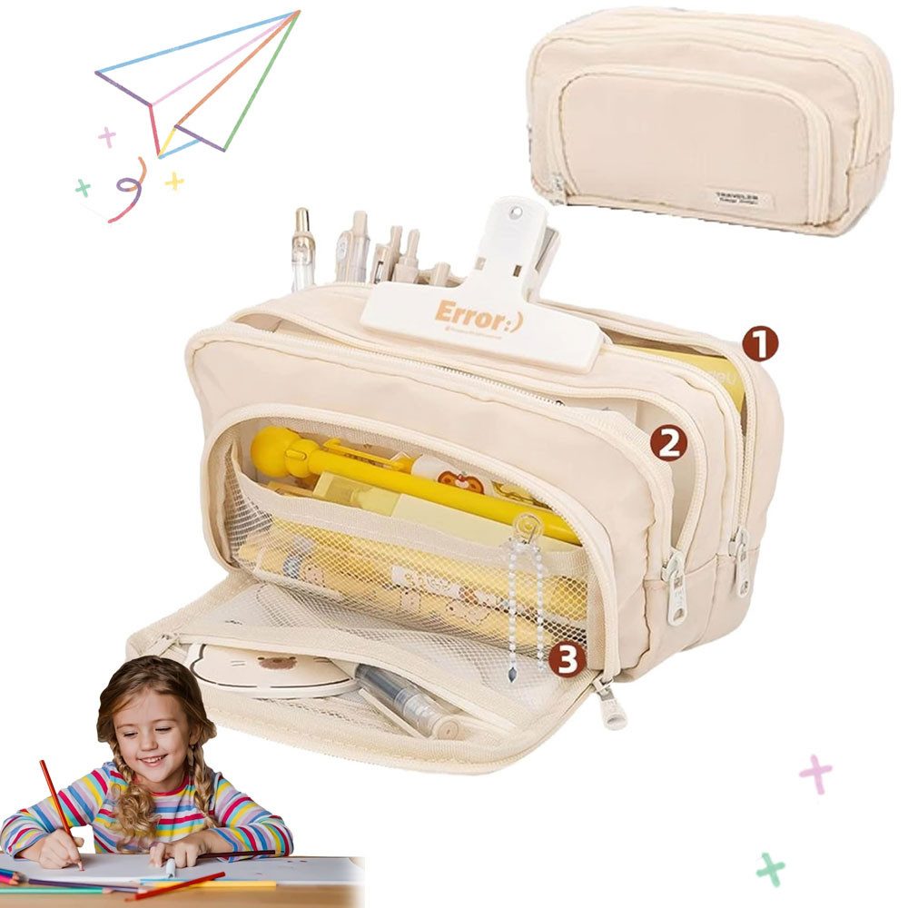 RWEUOQ Federmäppchen Federmäppchen 3 Fächer Bleistifttasche