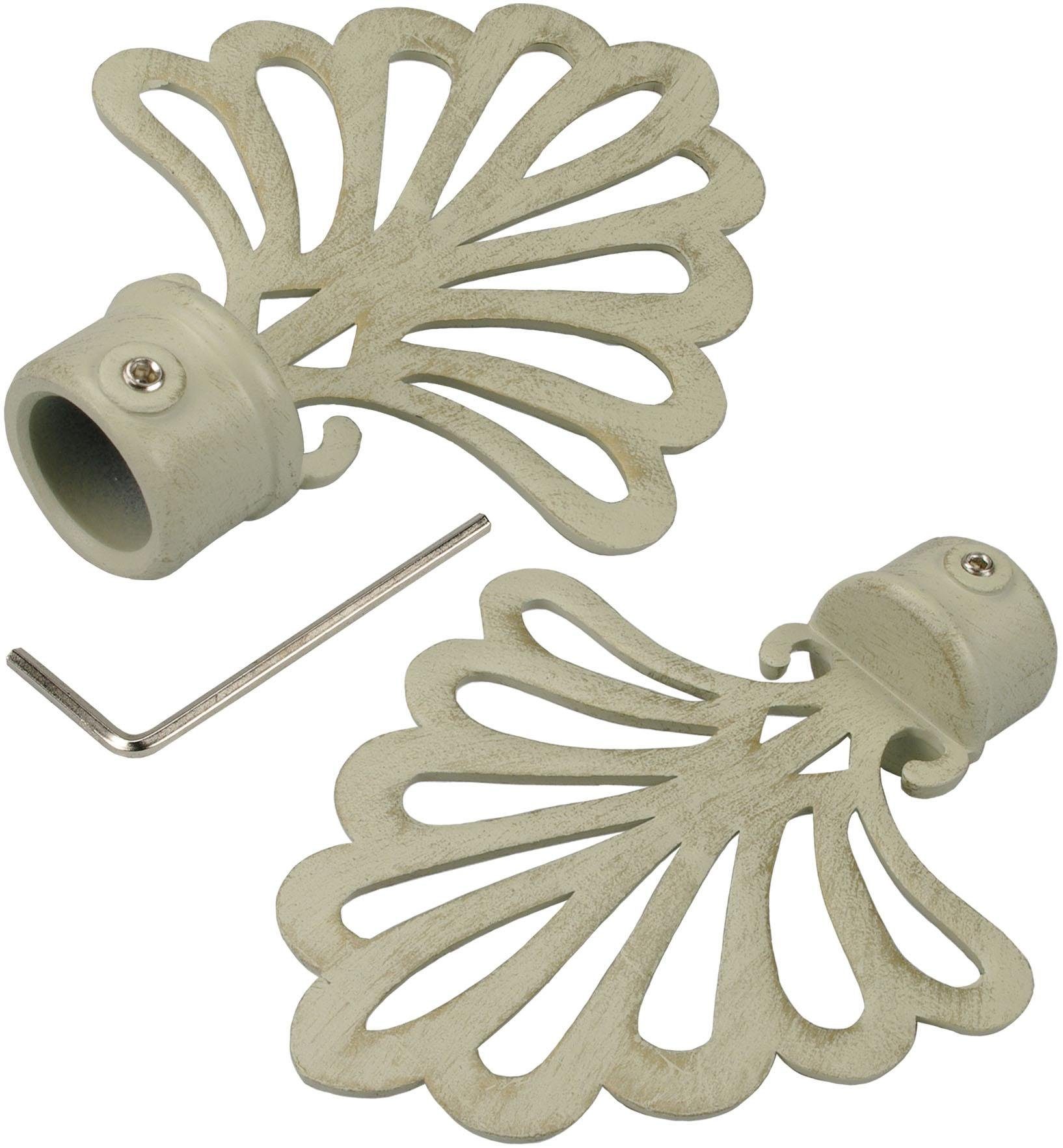 Liedeco Gardinenstangen-Endstück FÃ¤cher, Gardinen, (Set, 2-St),