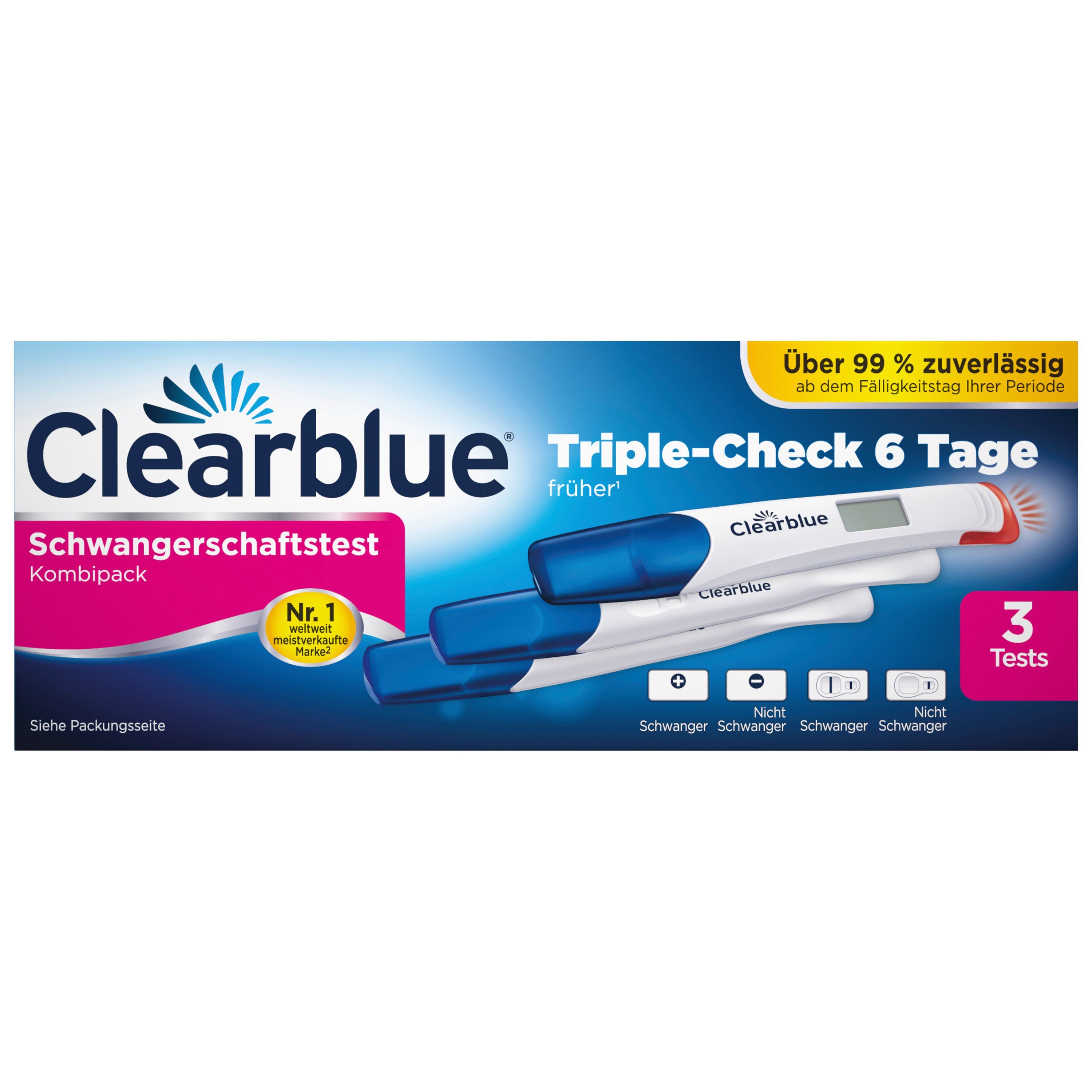 Clearblue Schwangerschaftstest Triple-Check Ultra Früh -