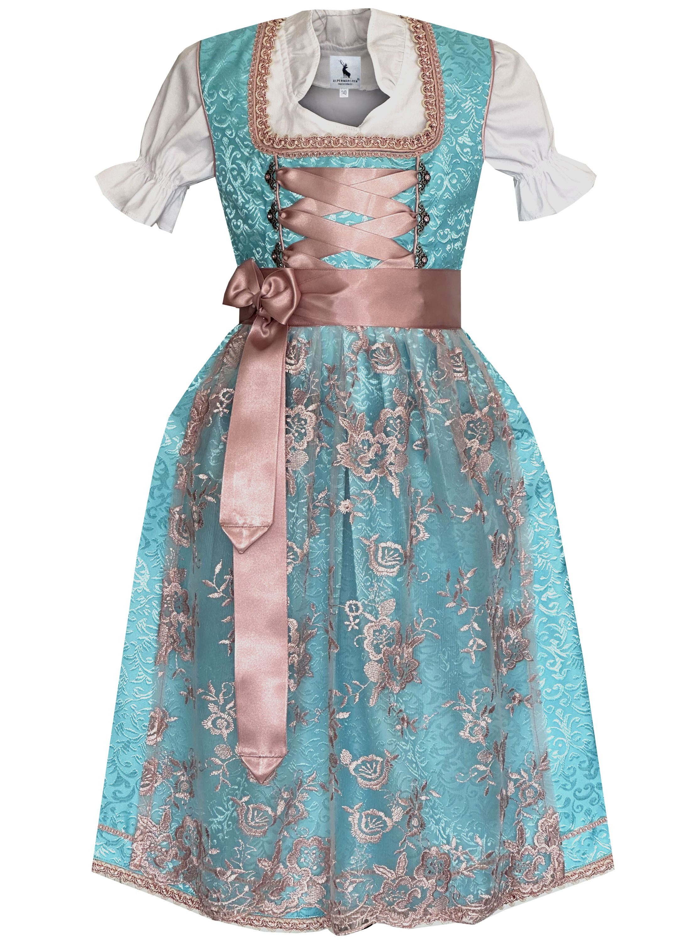 Alpenmärchen Dirndl Kinderdirndl Elaine in Türkis