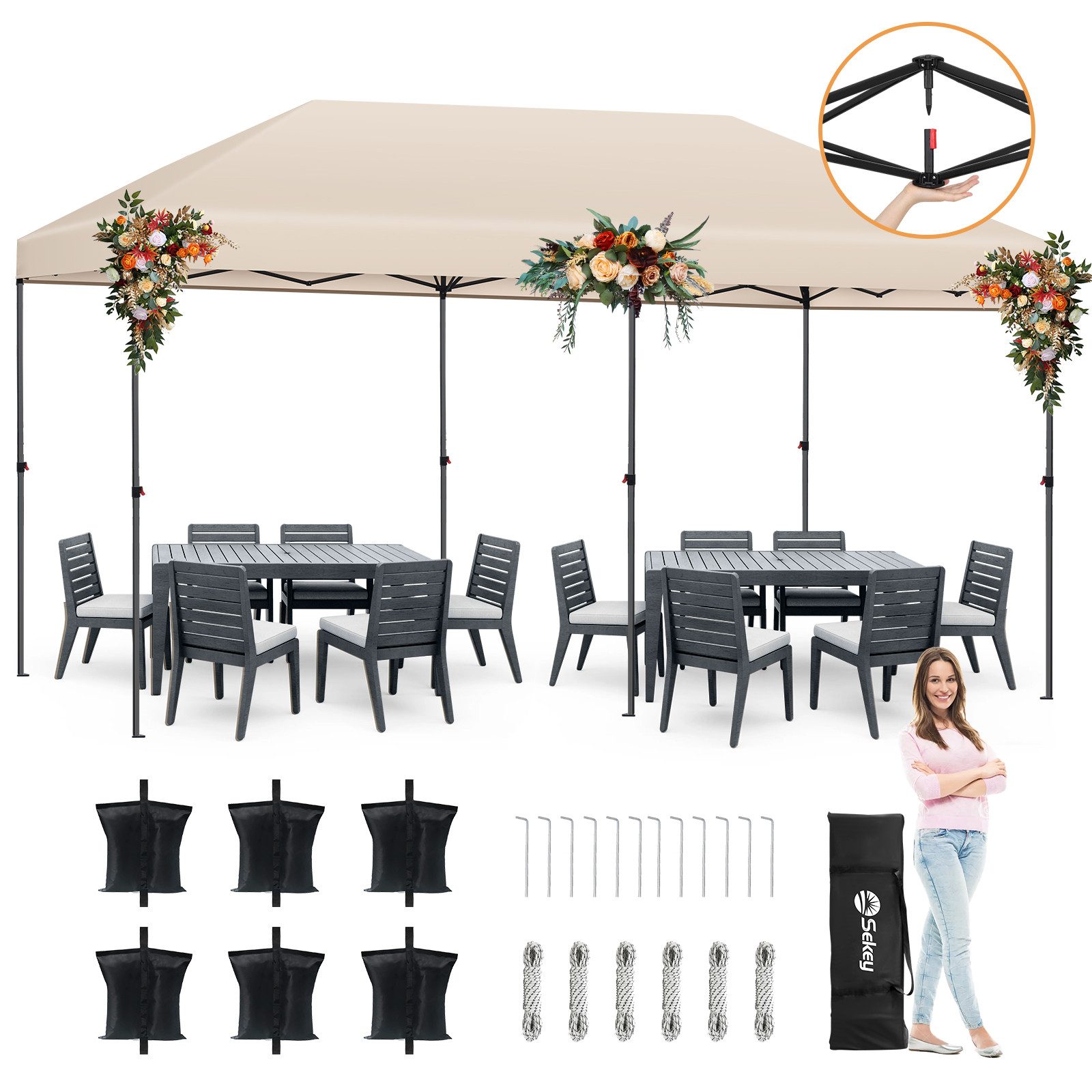 Sekey Faltpavillon Pavillon 3x6 Festzelt Gartenpavillon