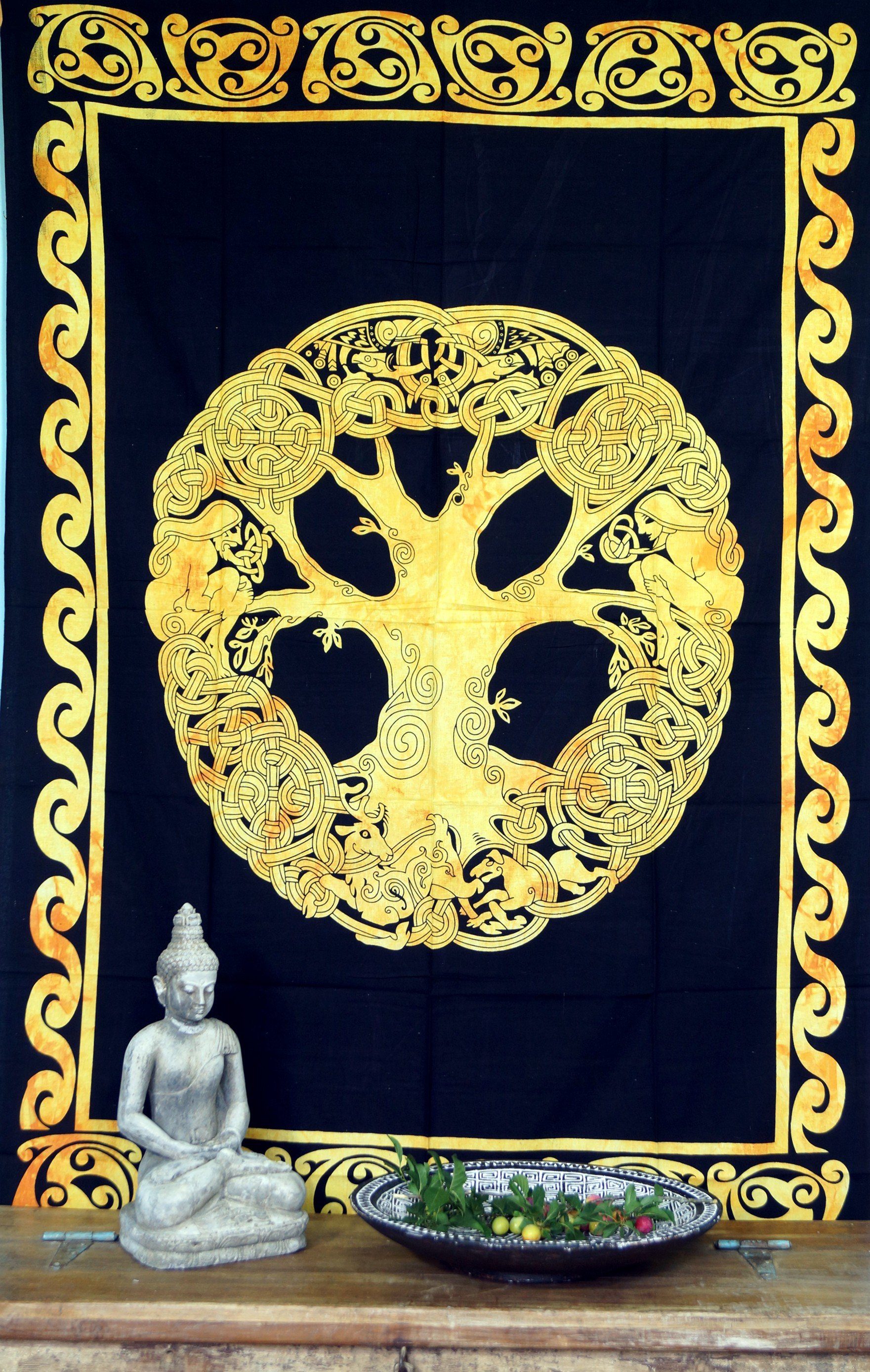 Guru-Shop Tagesdecke Boho-Style Wandbehang, indische Tagesdecke