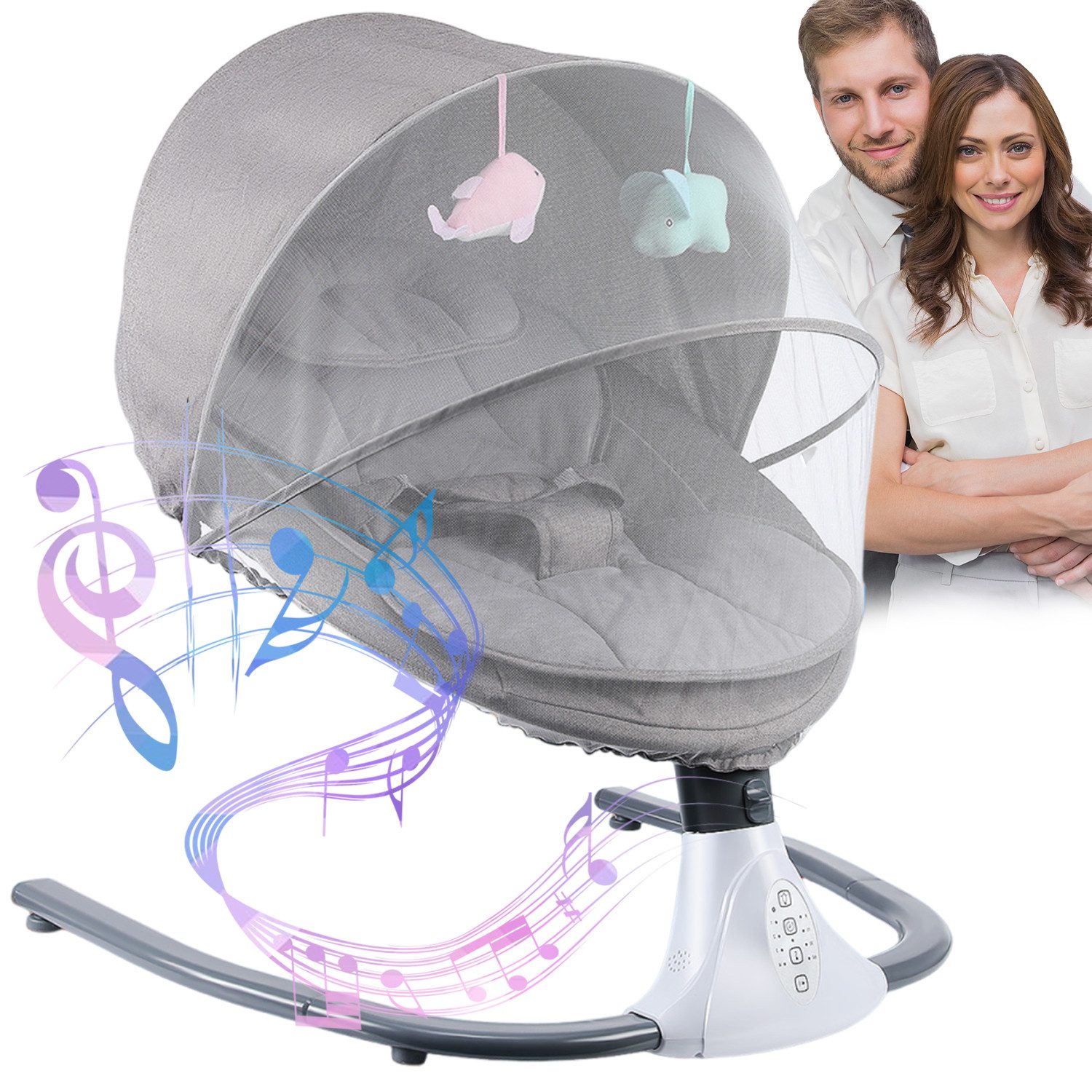 LETGOSPT Babywippe Elektrische Komfort-Babywippe mit Fernbedienung,