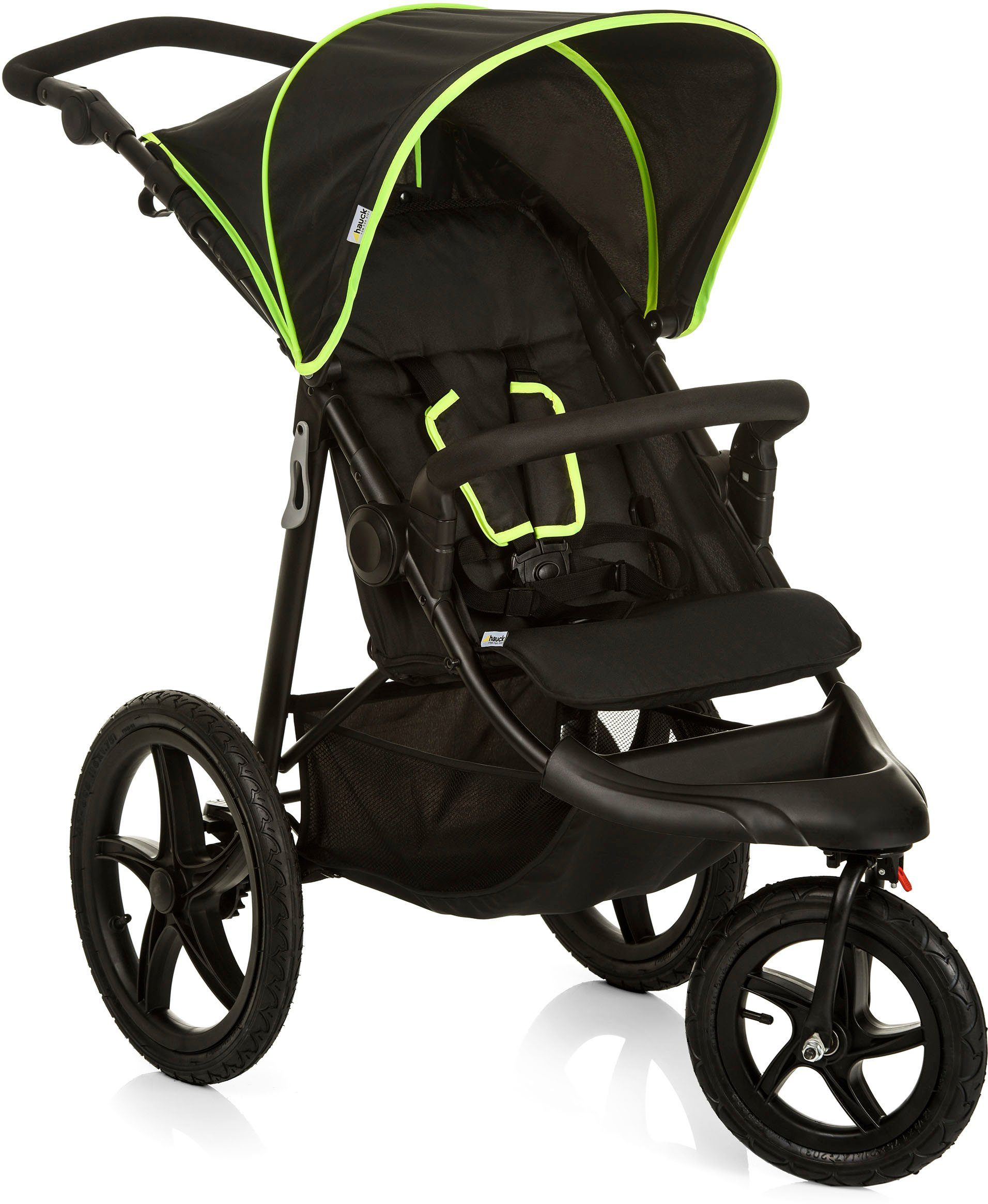 Hauck Dreirad-Kinderwagen Runner black/neon yellow, mit