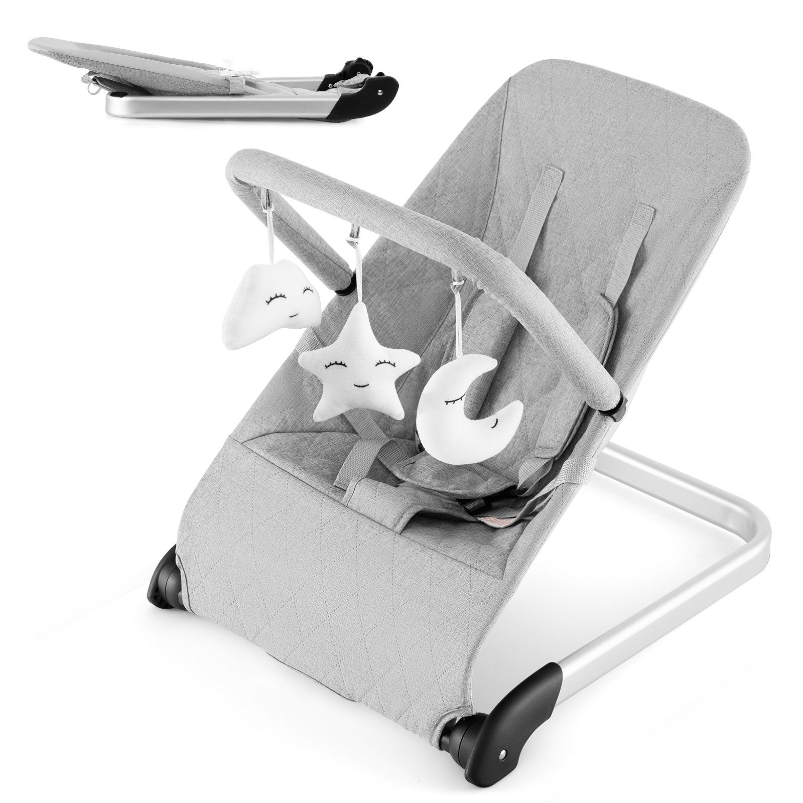COSTWAY Babywippe, Babyschaukel mit 5-Punkt-Sicherheitsgurt &