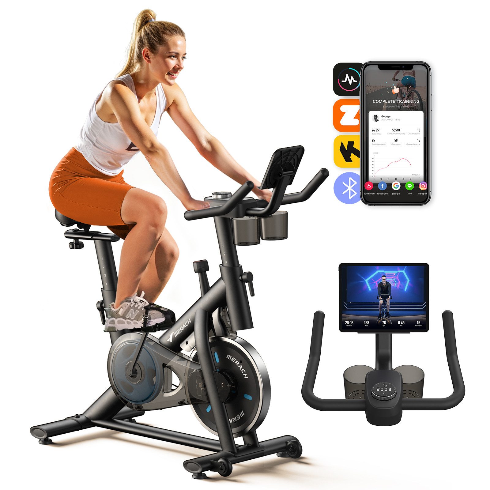 MERACH Fitnessbike Heimtrainer Fahhrad für Zuhause,