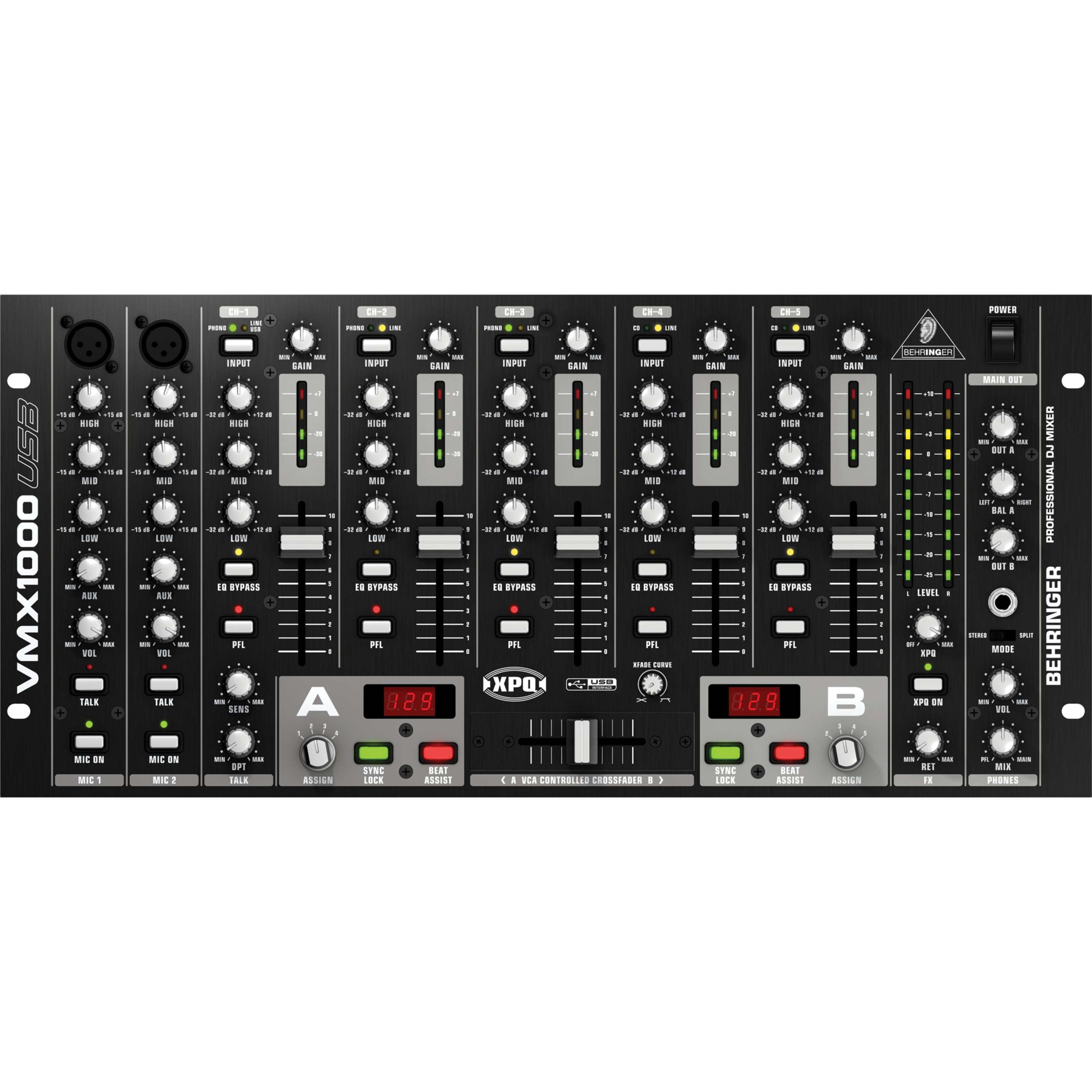 Behringer Mischpult, (DJ-Mixer, DJ-Mixer Rack), VMX1000USB