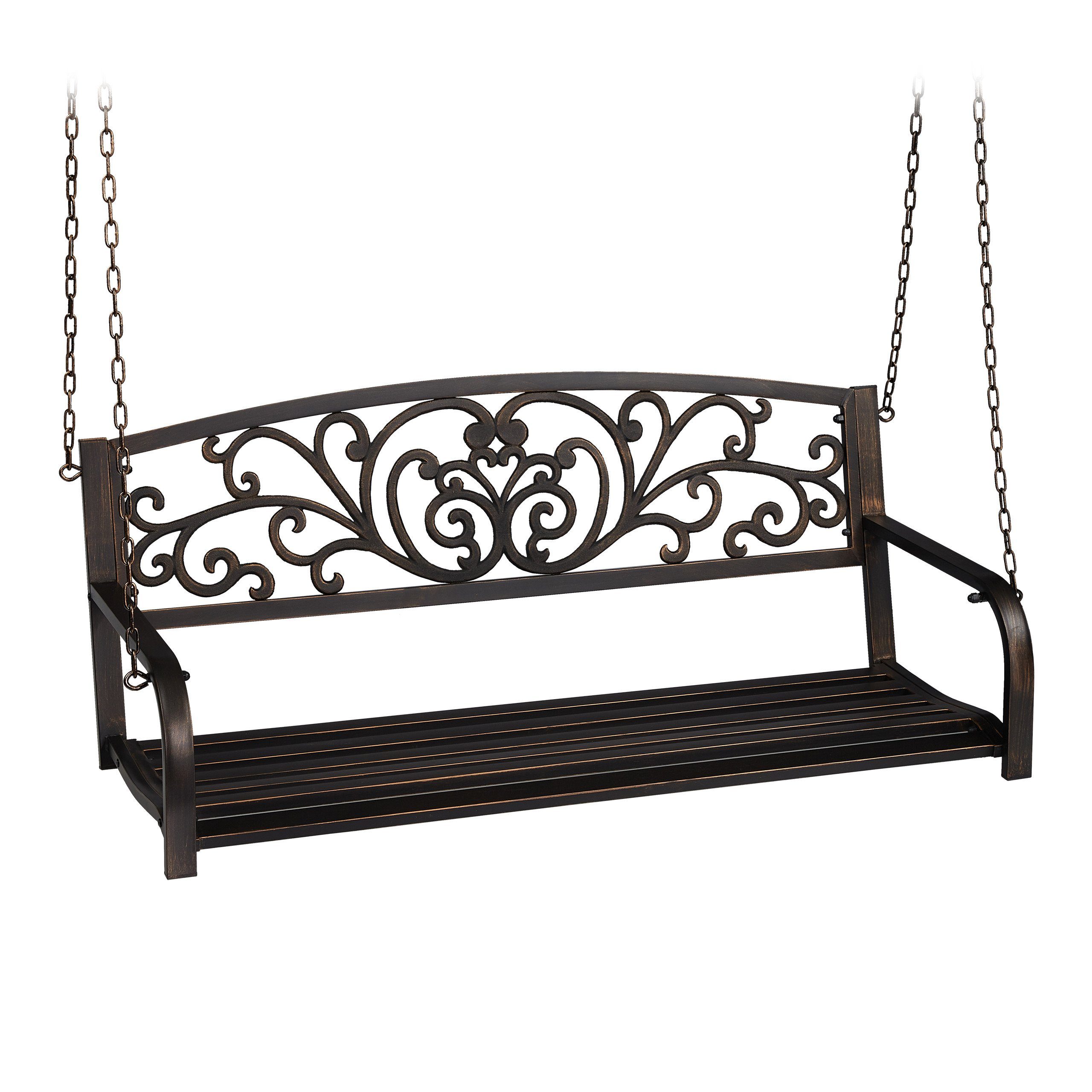 relaxdays Hollywoodschaukel Outdoor Hängebank aus Metall,