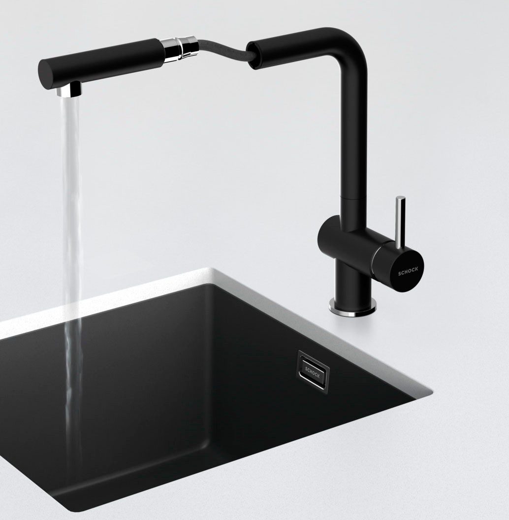 Schock Küchenarmatur Epos ausziehbar, Rückflussverhinderer,Wasserspar-Perlator, Schwenkber.