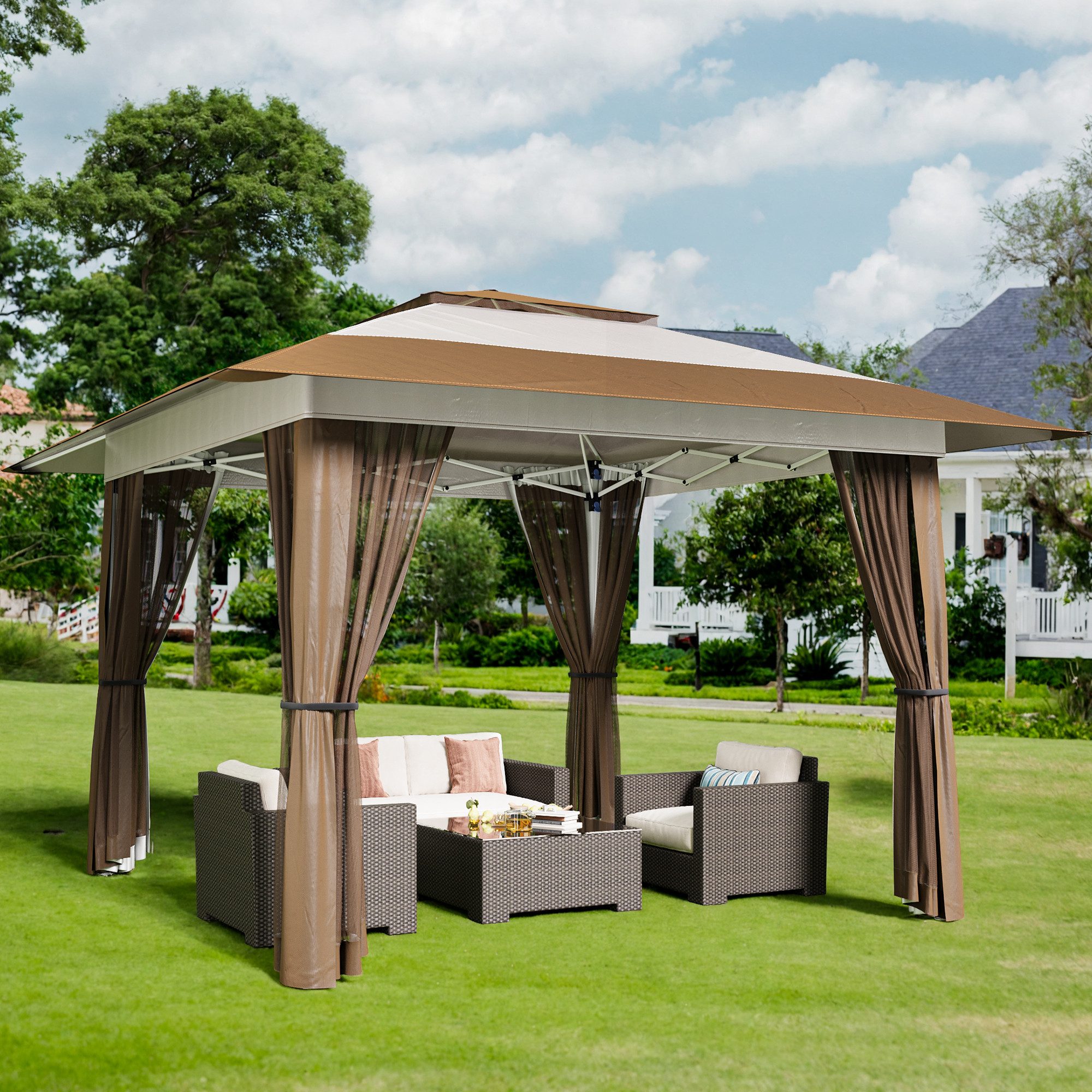 Bealife Pavillon 3.9x3.9m Pop-Up Pavillon mit