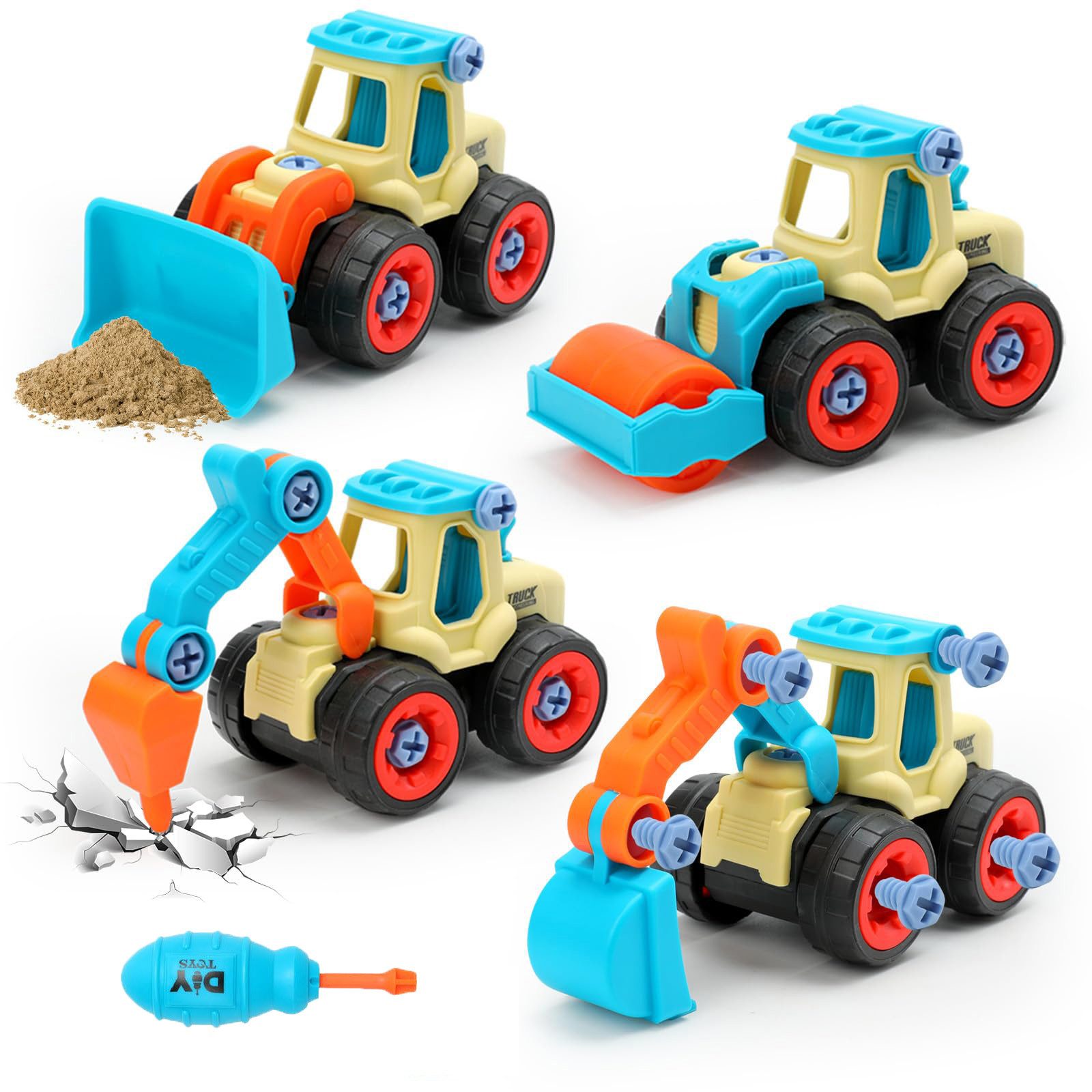 CLTYQ Spielzeug-Baumaschine 4 in 1 Bagger