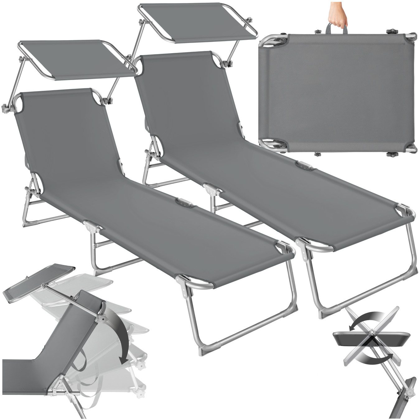 tectake Gartenliege 2er Set Gartenliege, Set,