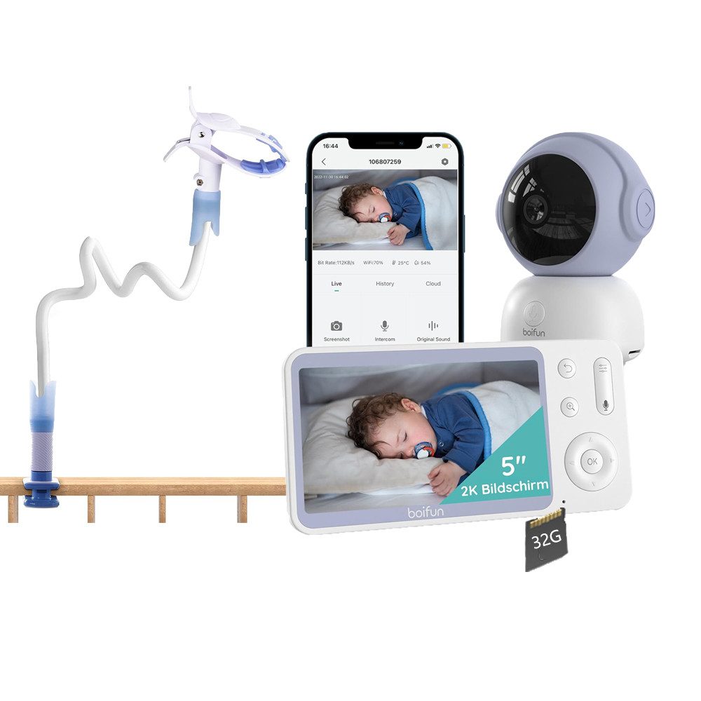 Boifun Video-Babyphone 2K 5' Babyphone mit