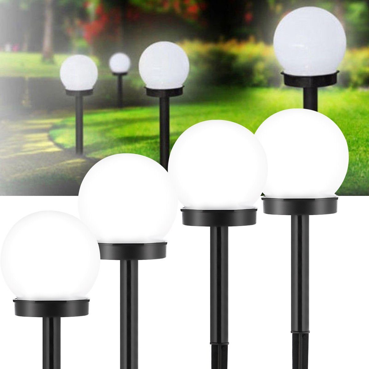 LETGOSPT Gartenleuchte 4x LED Solarleuchte Garten