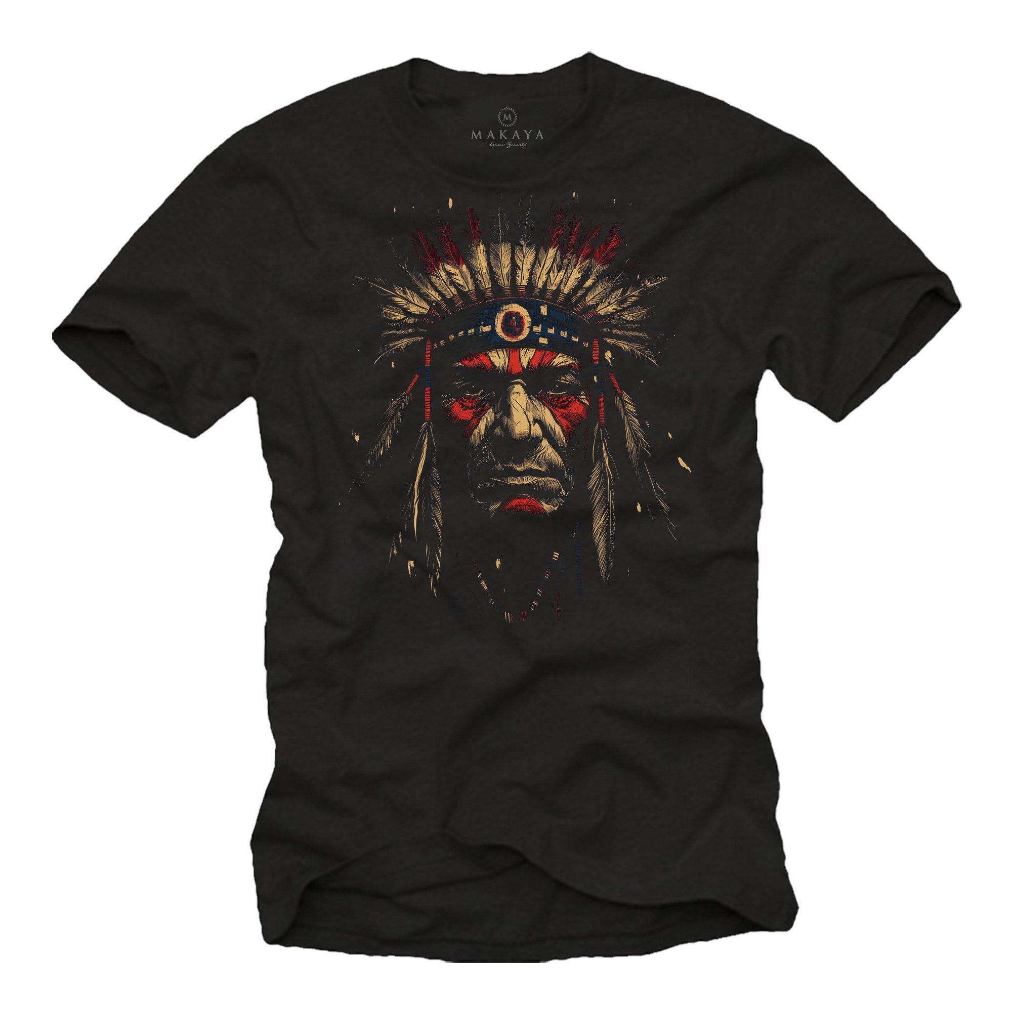 MAKAYA Print-Shirt Herren Vintage Native American