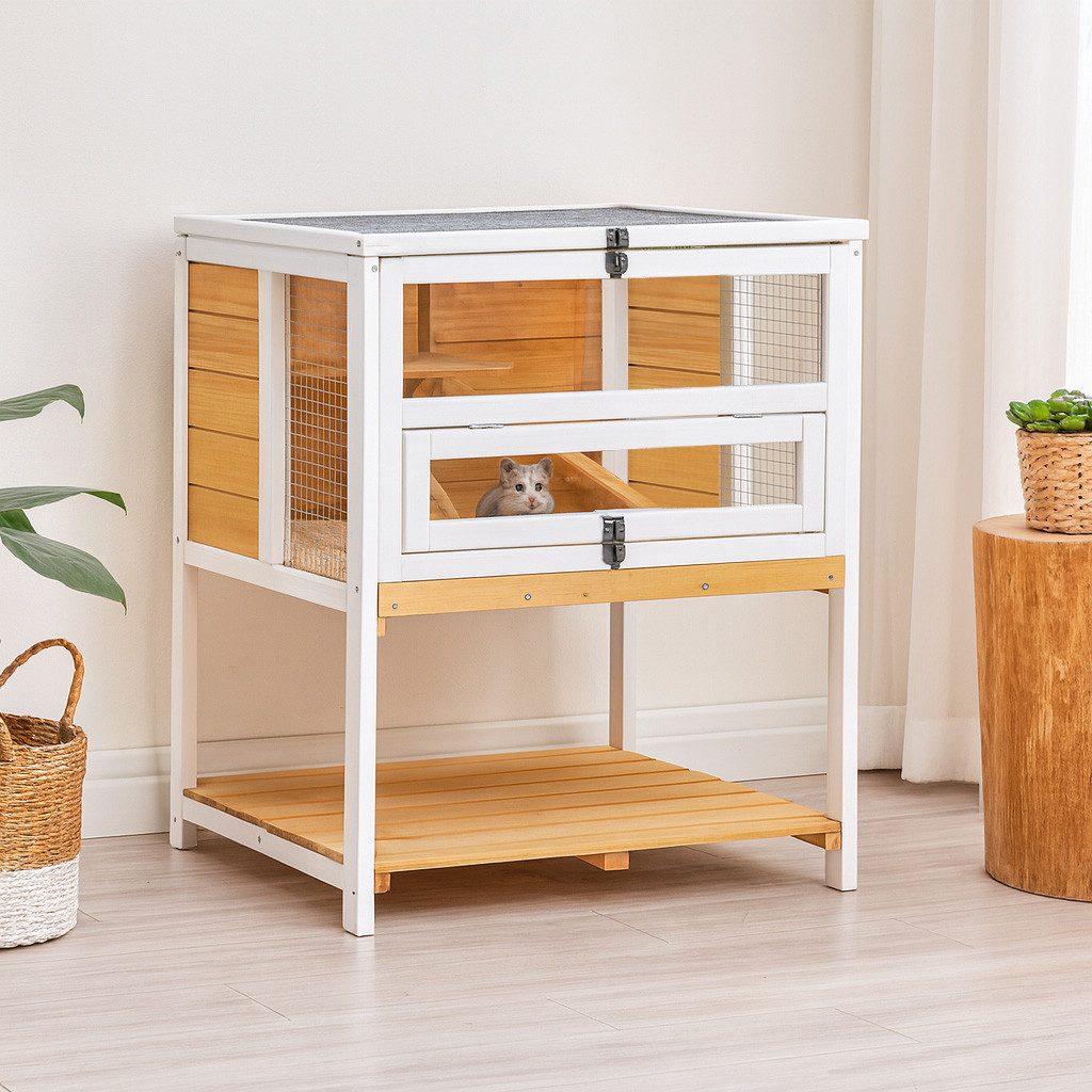 HTI-Living Kleintierkäfig Erhöhter Kleintierkäfig aus Holz,