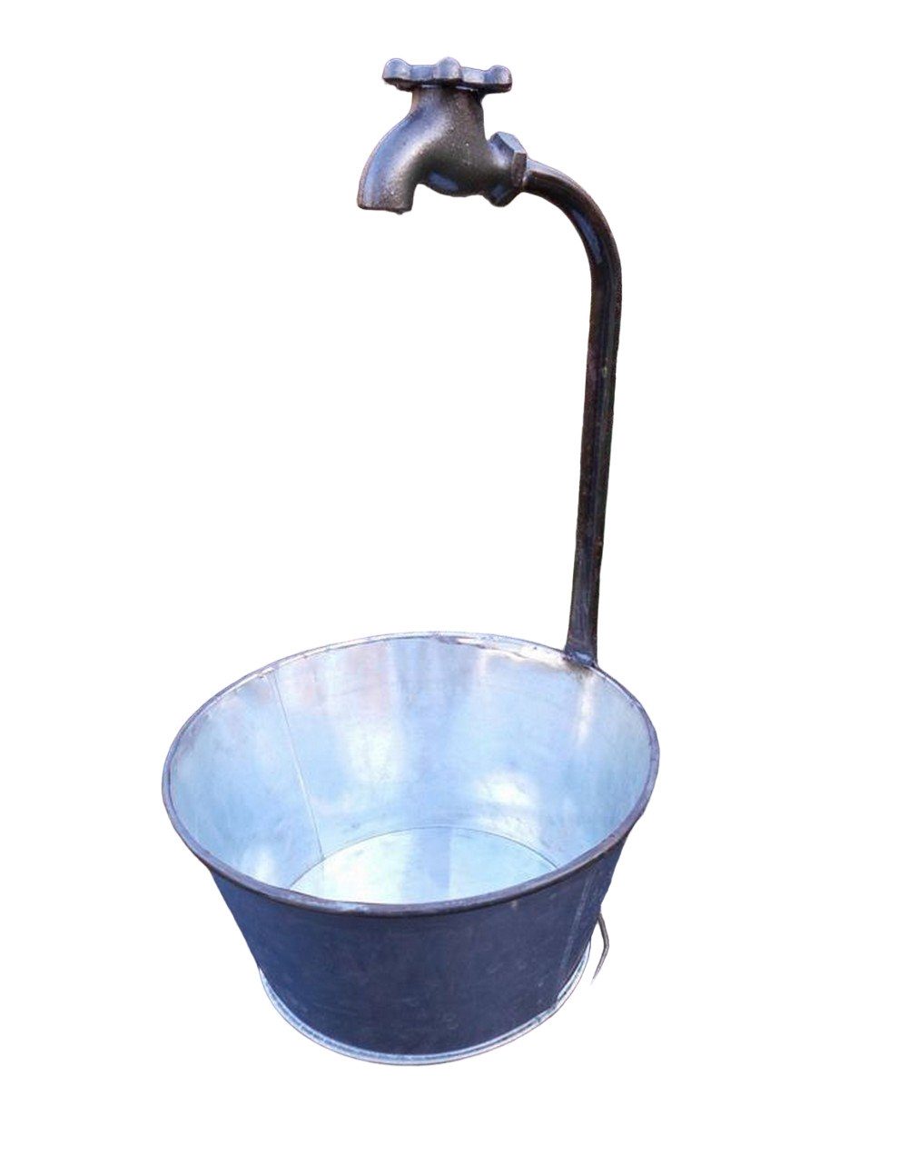 Deko-Impression Pflanzschale Pflanztopf mit Deko-Wasserhahn Zinkbottich
